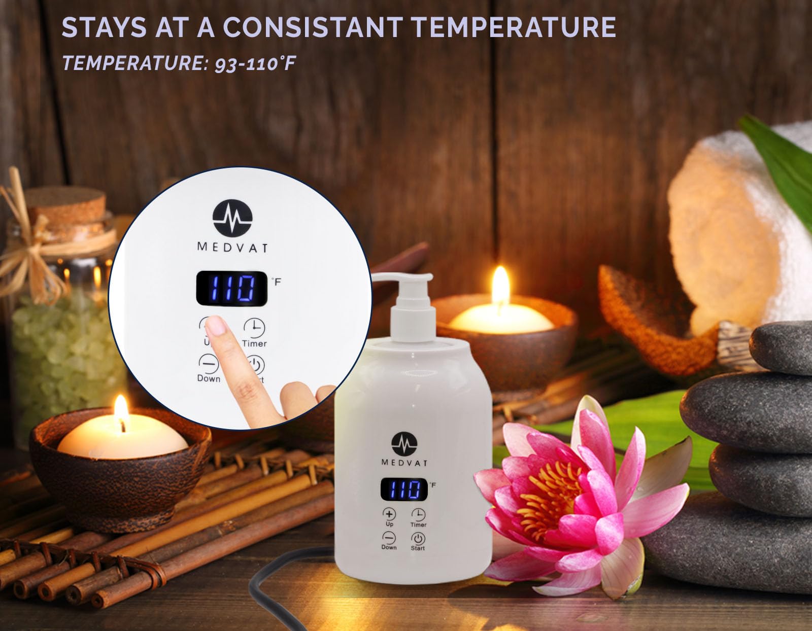 Medvat Gel Warmer with Digital Display, Adjustable Temperature, White, Medium, Model MOR-GWB-1-A, Includes 2 Bottles & 2 Pumps