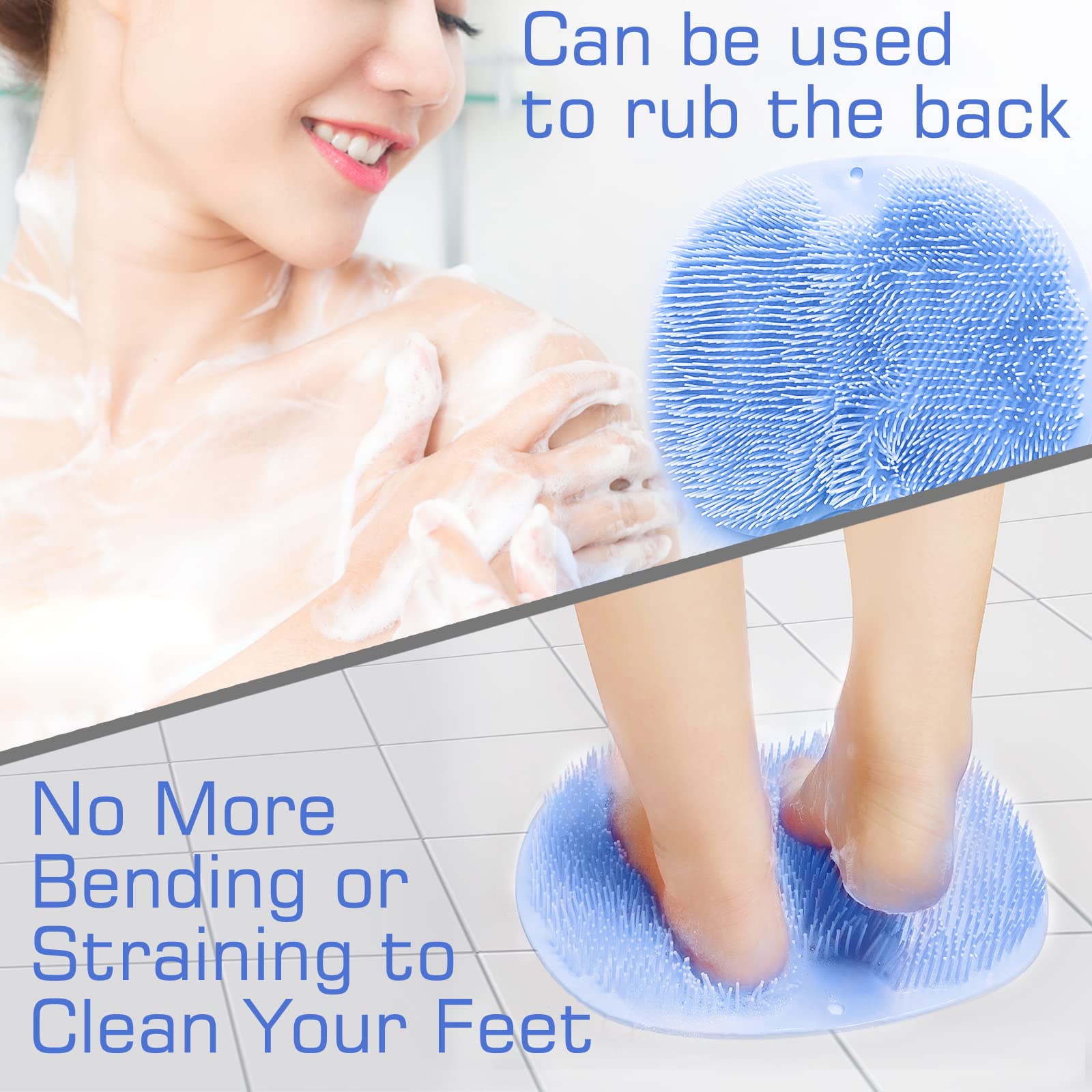 Shower Foot Scrubber Mat Back Washer Back Exfoliating Bath Wash Pad Wall Mounted Slip Suction Cups Foot Scrubber For Use In Show