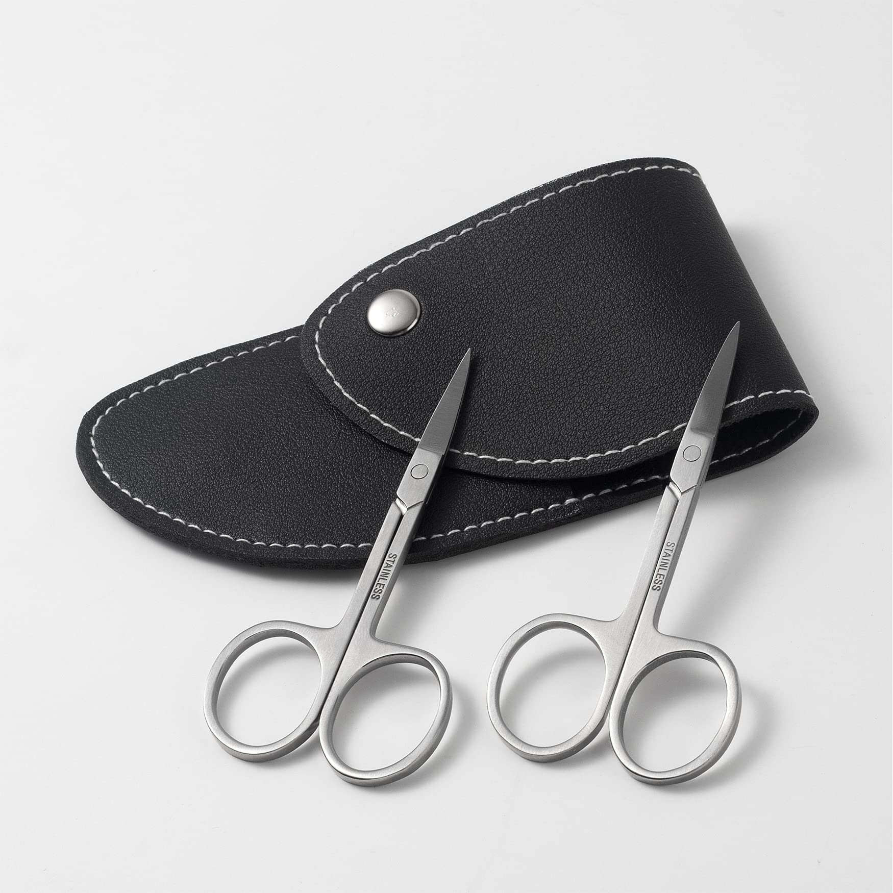 Bezox Premium Nail Scissors 2Pcs, Professional Curved And Stright Manicure Scissors - Multi-Purpose Stainless Steel Beauty Groom