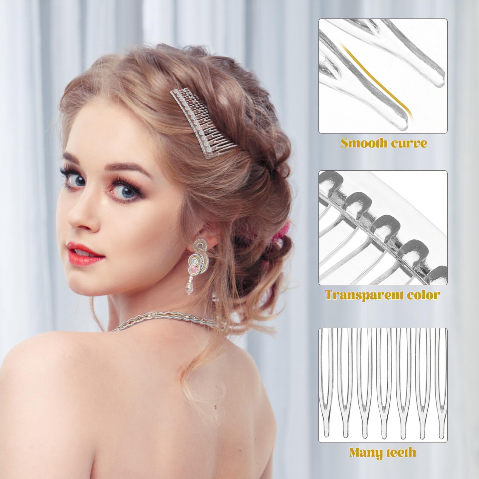 Beaupretty 10pcs Clear Hair Side Comb French Side Combs Plastic Hair Side Combs Wedding Veil Comb 14 Teeth Hair Side Comb Small