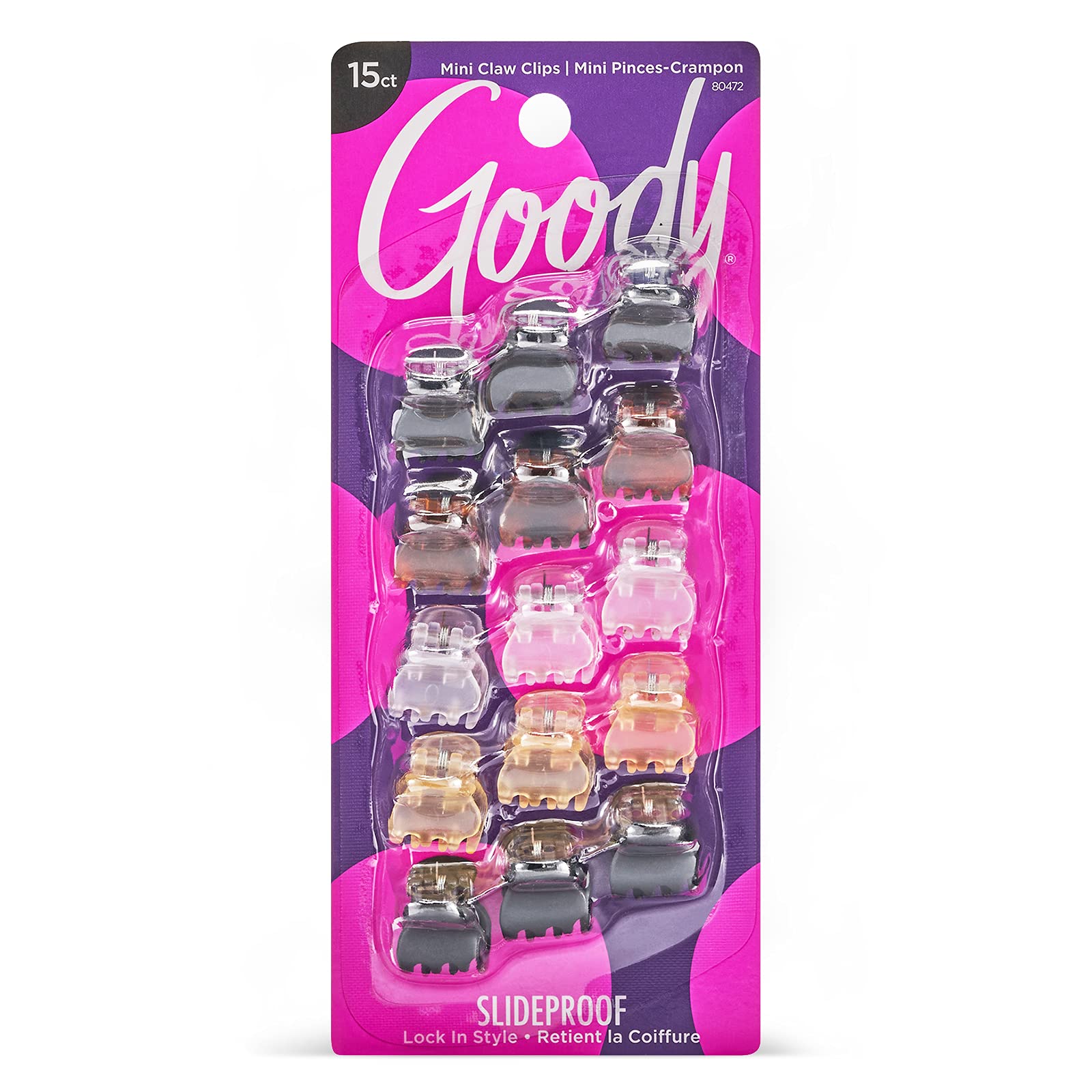 Goody Classics Mini Claw Clips - Assorted Colors - Great For Easily Pulling Up Your Hair - Pain-Free Hair Accessories For Women,