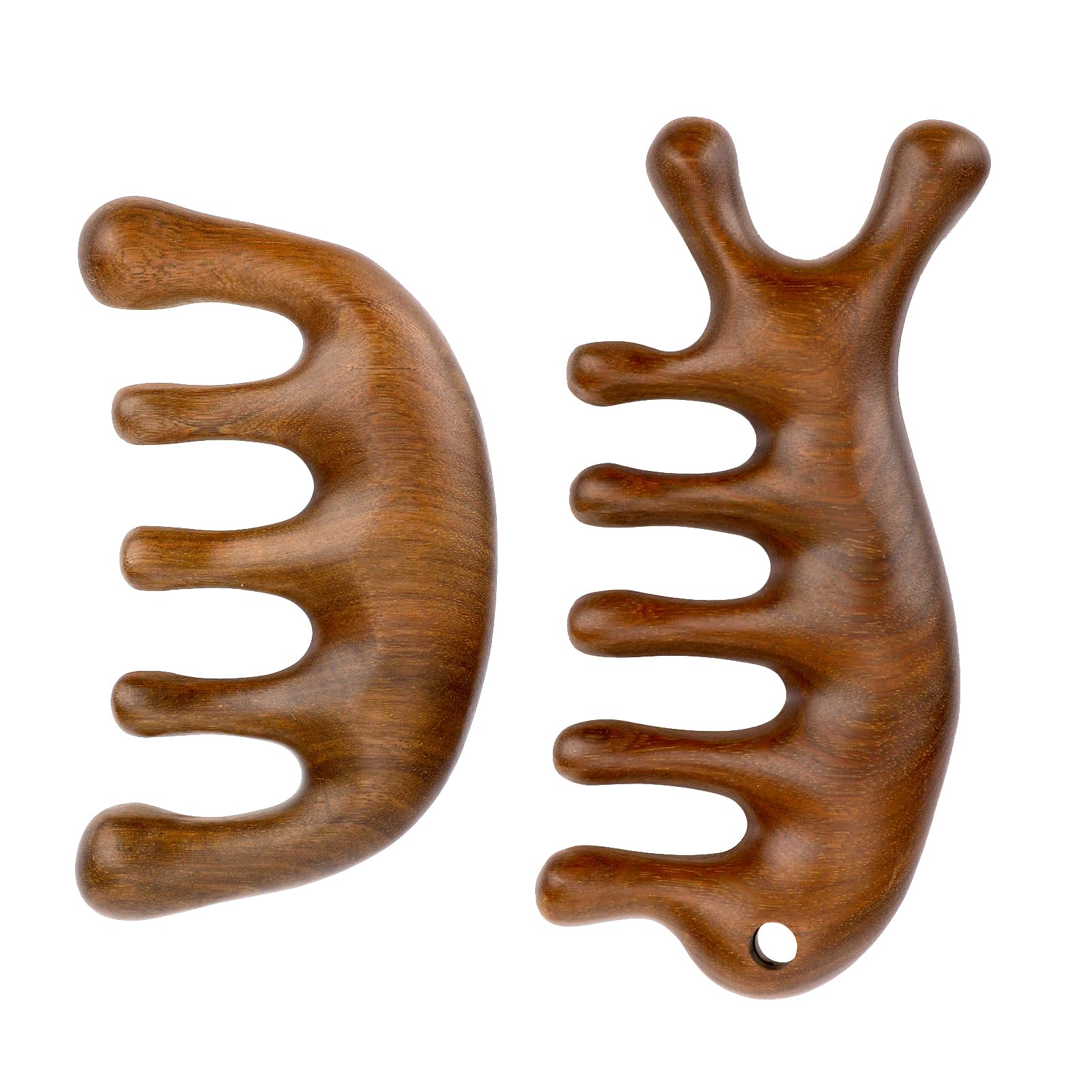 2pcs Wooden Scalp Massage Comb, Anti-Static Natural Wood Wide Tooth Hair Comb Sandalwood Scalp Massage Gua Sha Comb Wood Head Ma