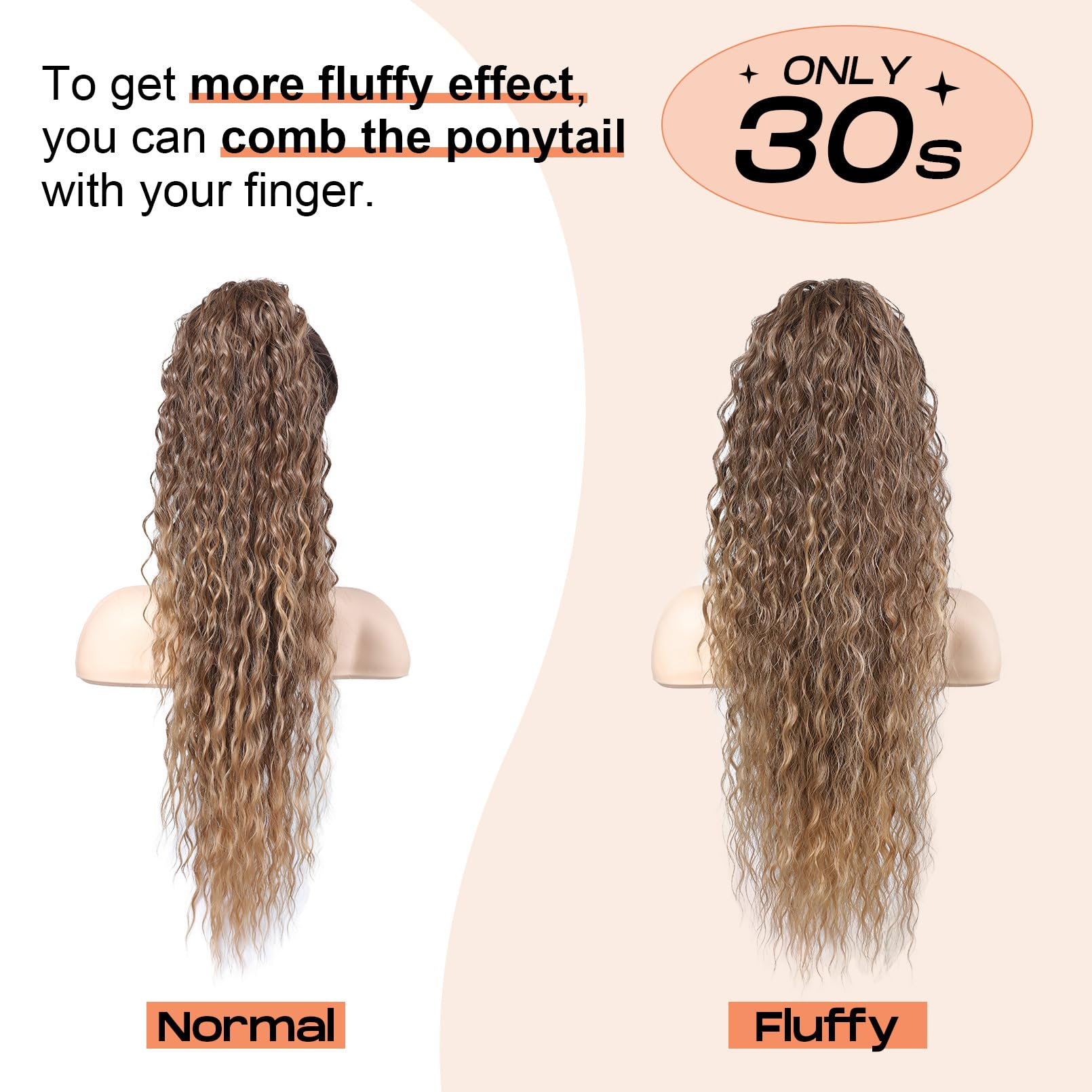Seikea Ponytail Extension, Pt005 Isabella 22'' Long Bohemian Curly Drawstring Ponytail Light Fluffy Multi Layered Clip In Hair E
