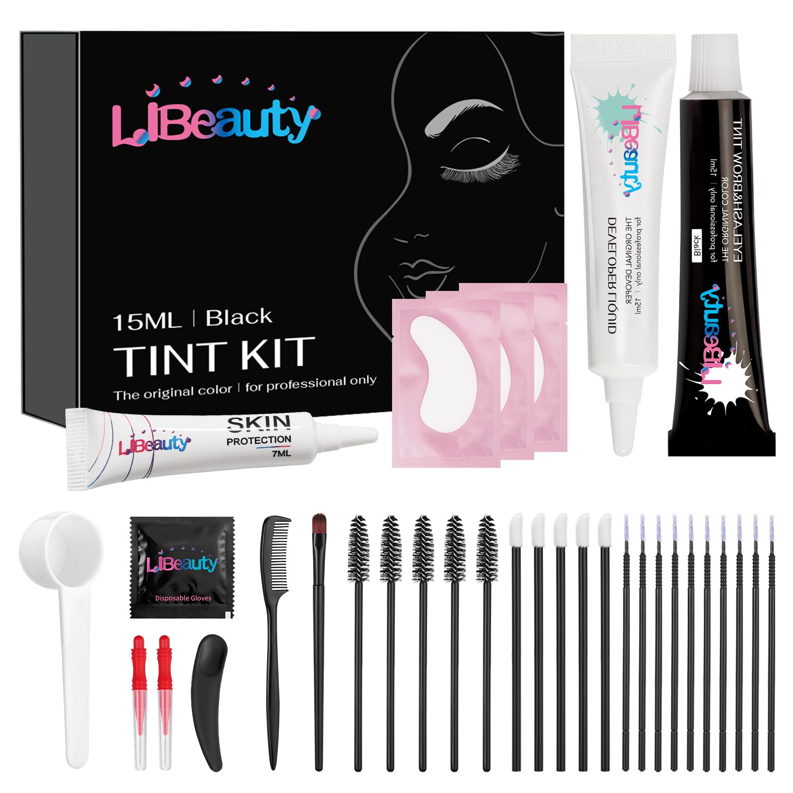 Libeauty Lash Black Color Kit Brow Kit Quick Voluminous Coloring with Complete Tools Eyelash Color Kit For Salon Or Home Hair co