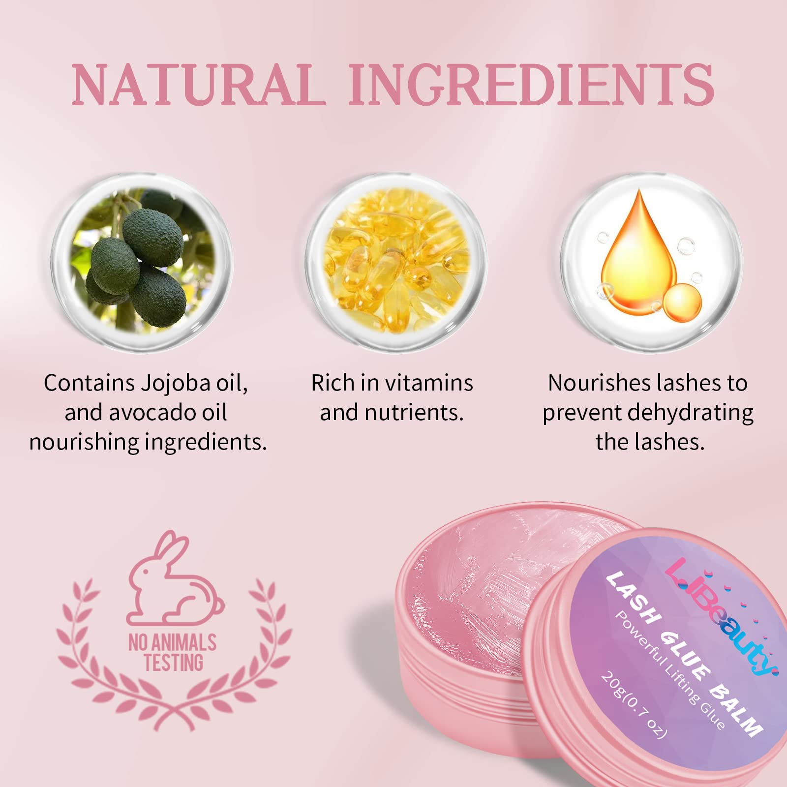Libeauty Lash Glue Balm Lash Lift Adhesive 0.71Oz/20G Strong Sticky Fruit Flavor Eyelash & Eyebrow Perm Glue Balm For Long Lasti