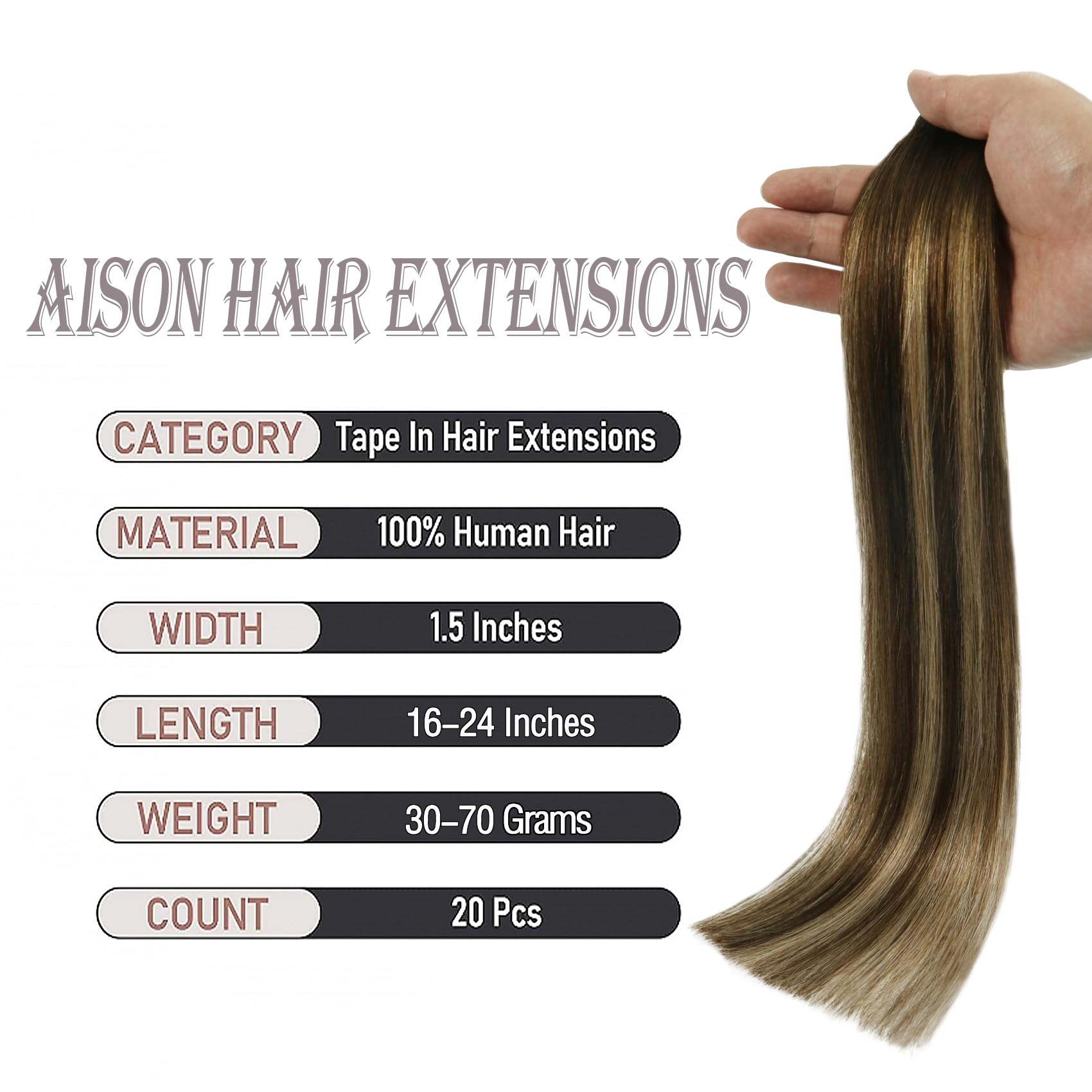 Tape in Hair Extensions 4T27P4 Chocolate Brown To Dark Blonde 100% Remy Human Hair Extensions Silky Straight for Fashion Women 2