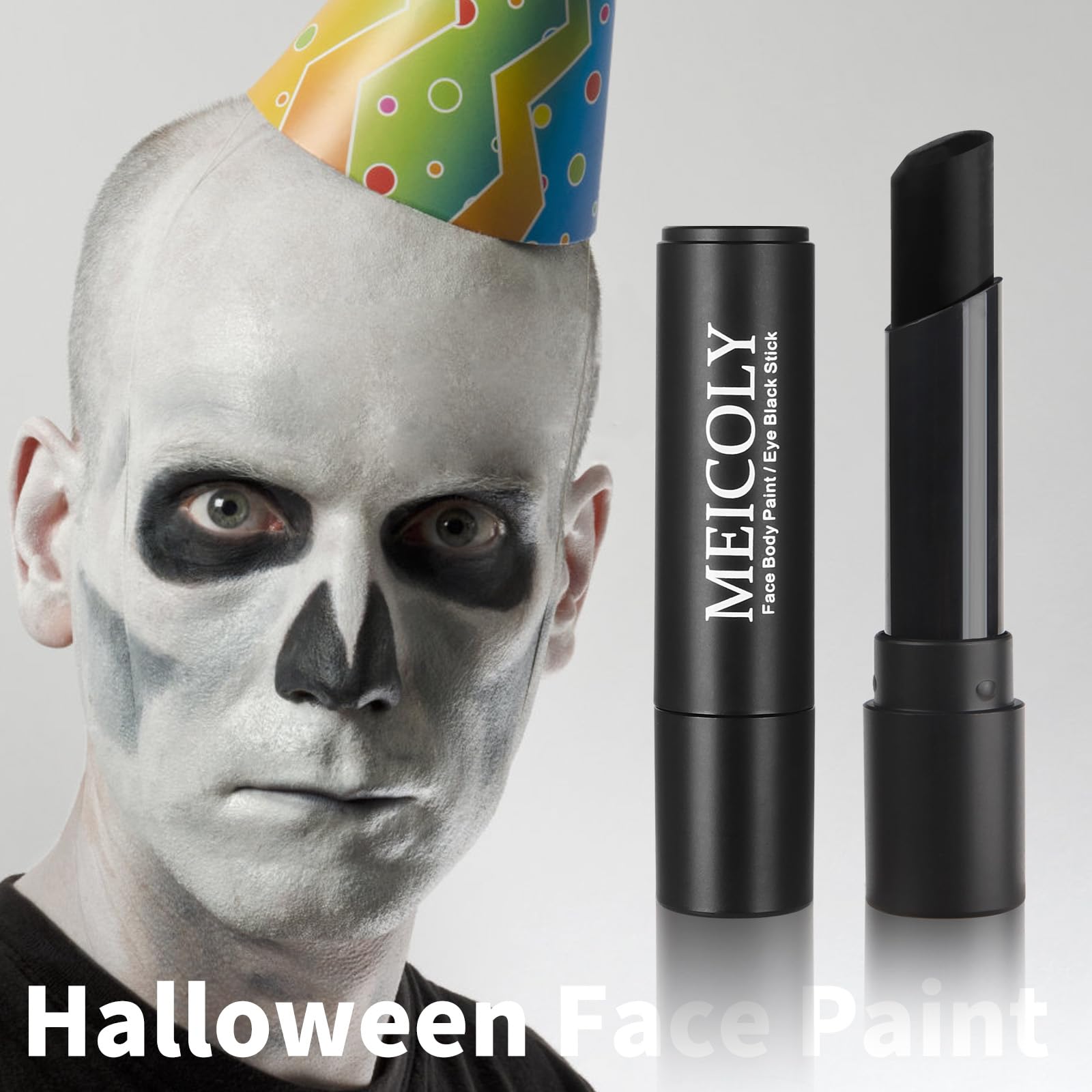 Meicoly Clown Black Face Body Paint Stick,Safe Eye Black Stick Sporting Face Paint For Adults And Kids ,Professional Black Face