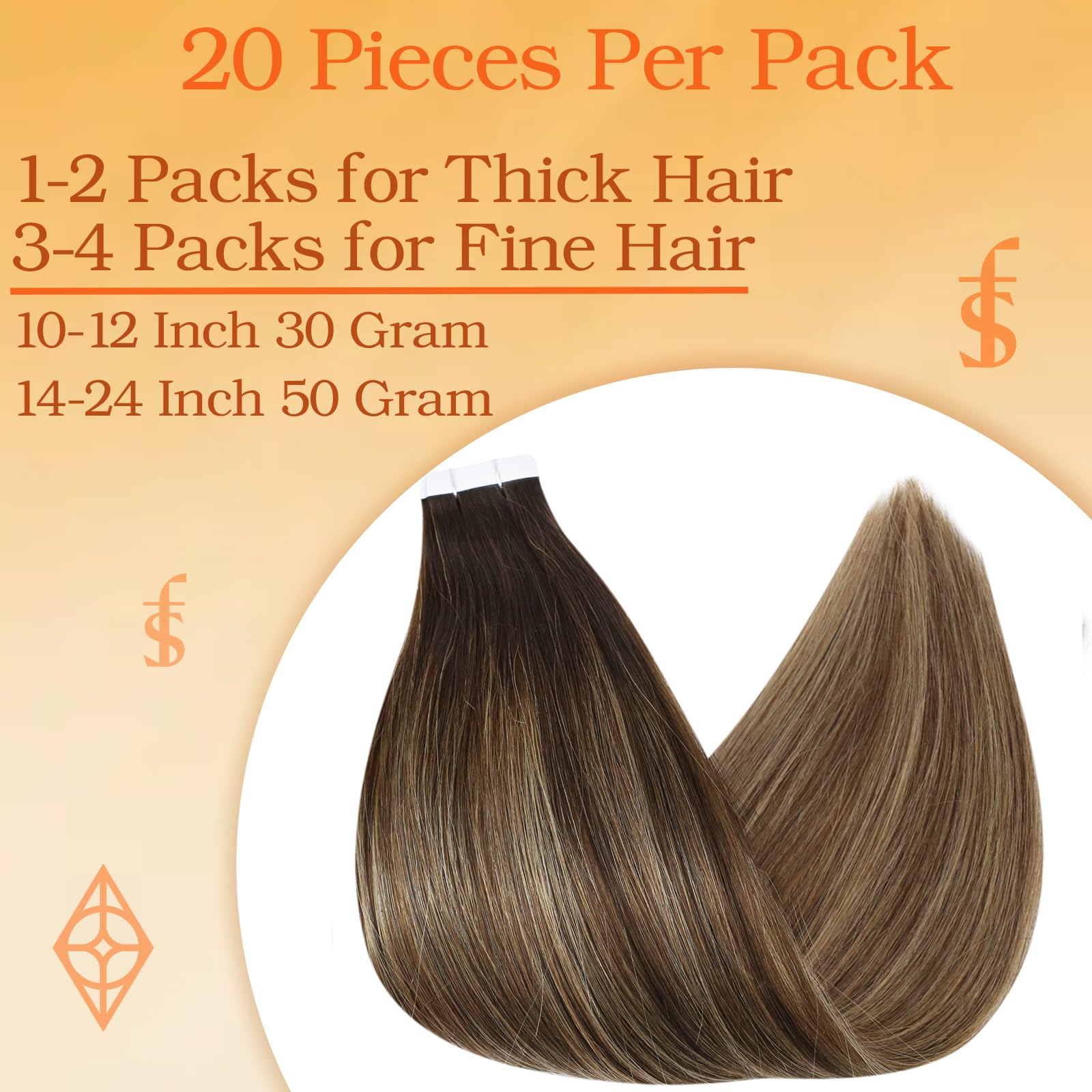 Full Shine Tape In Hair Extensions Human Hair Color 2 Brown Fading To 3 And 27 Honey Blonde Skin Weft Tape In Extensions 20 Inch