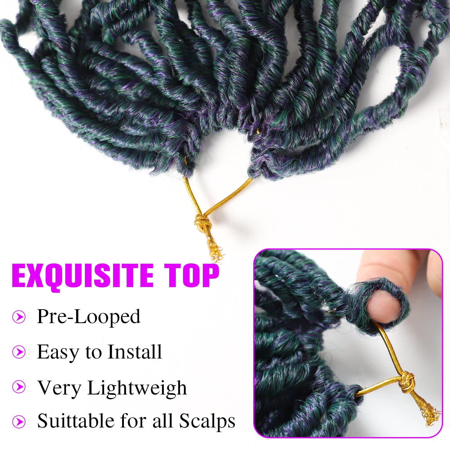 18 Inch Faux Locs Crochet Hair 6 Packs Soft Locs Crochet Hair M1B/Green Crochet Hair For Black Women Synthetic Crochet Braids Ha