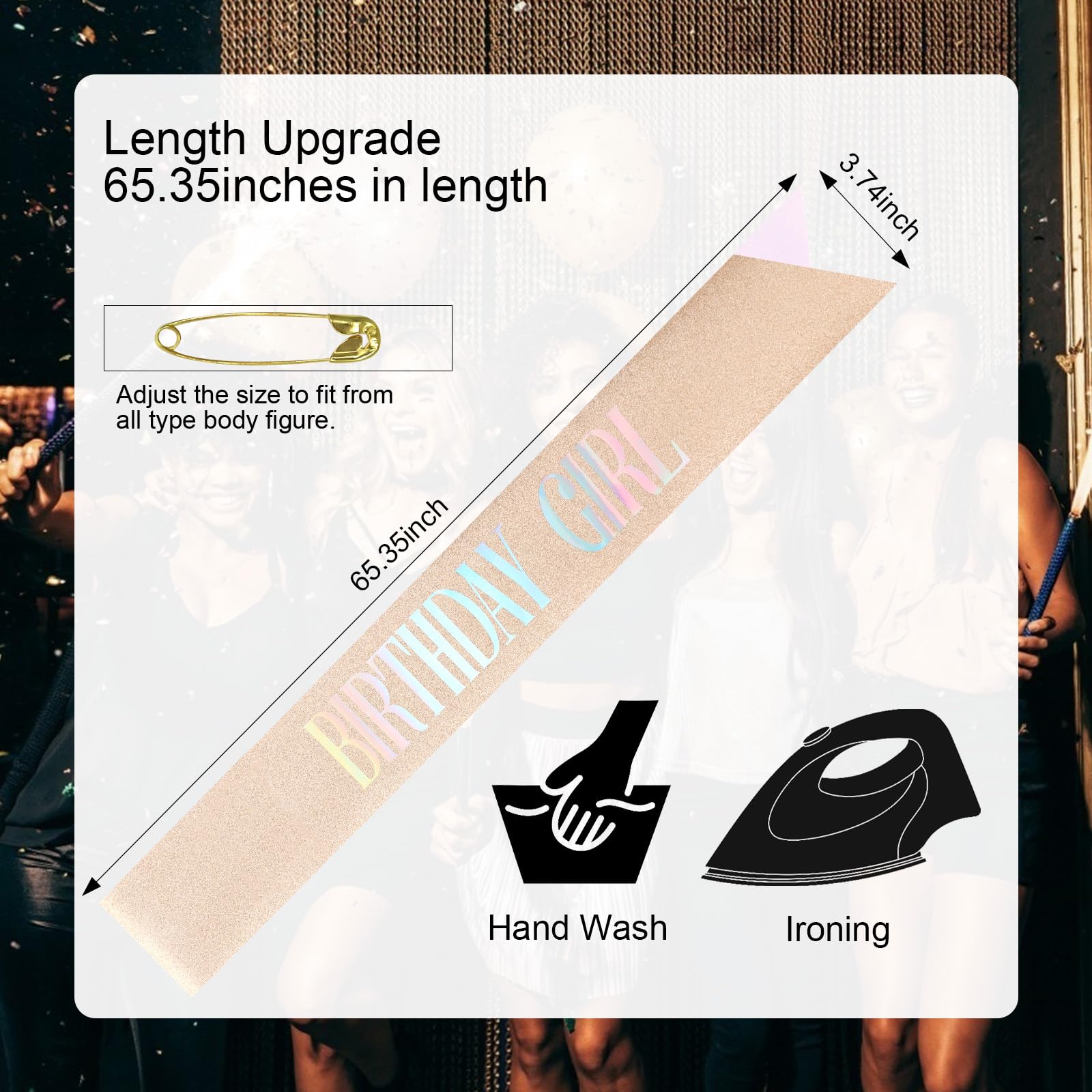 Cieher Rose Gold Queen Sash For 21St, 30Th Birthday Decorations And Gifts For Women And Girls, 67''L X 3.6''W