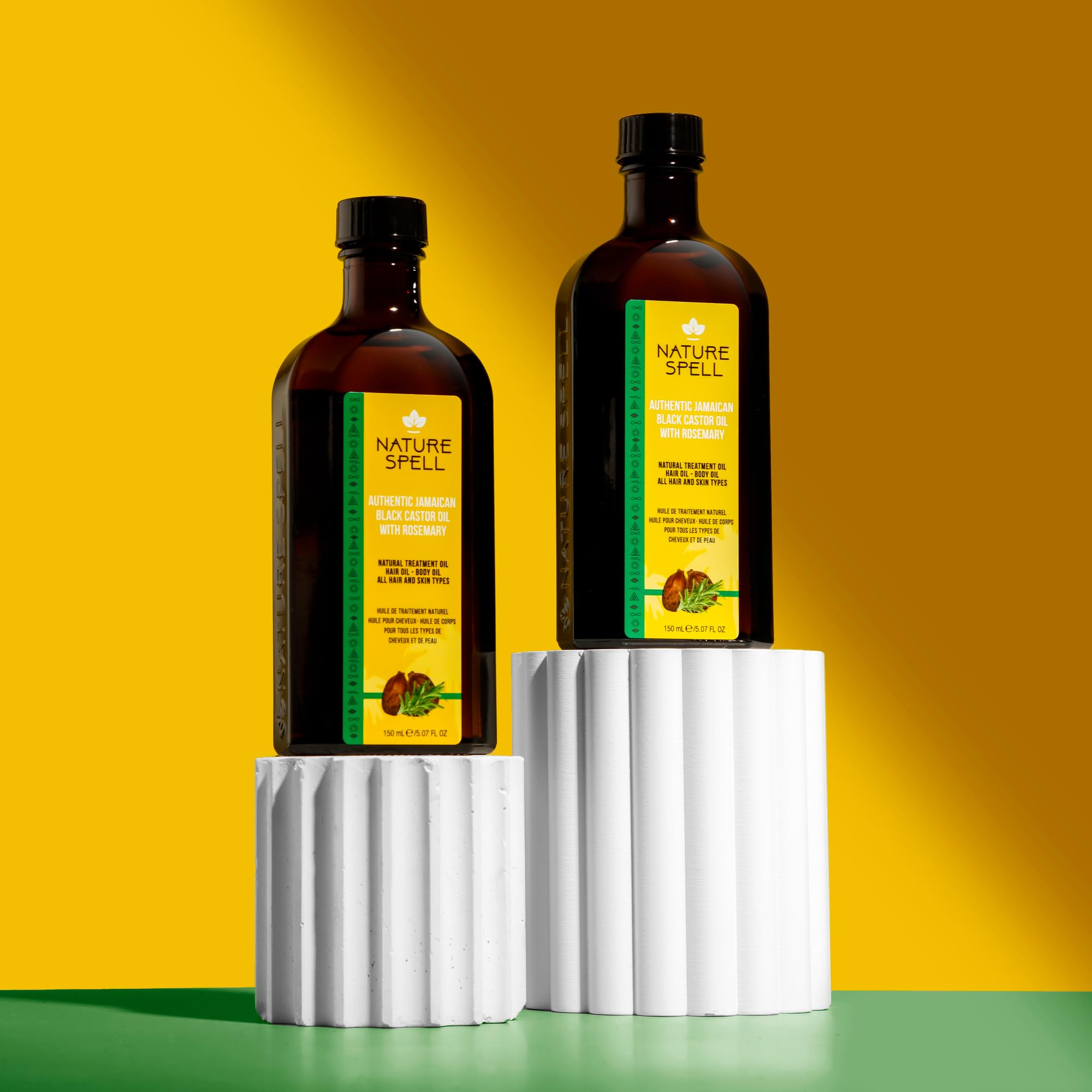 Nature Spell Jamaican Black Castor Oil Infused With Rosemary For Hair & Body, Strengthen Hair Roots & Treat Damaged Hair, 5.07 F