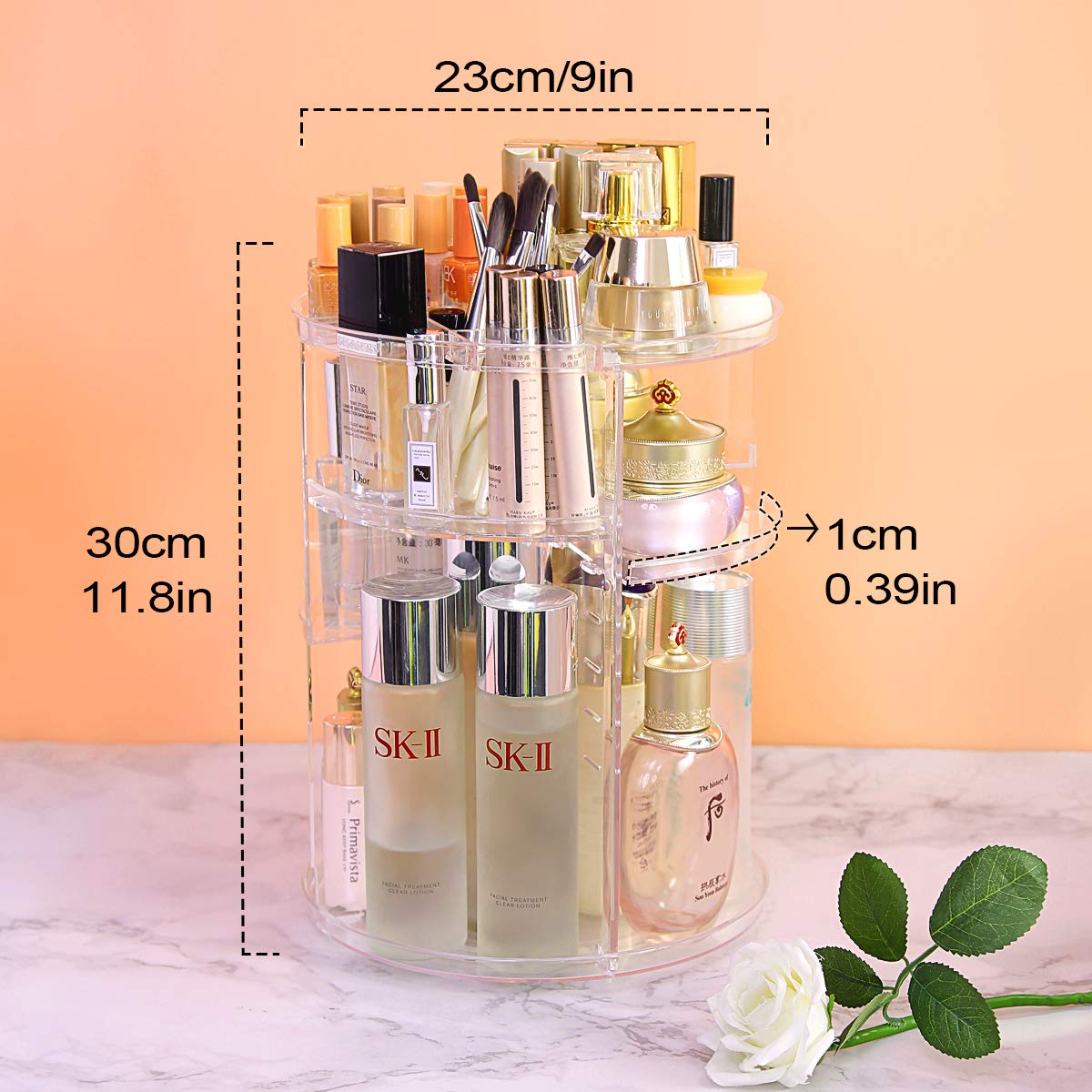360 Rotating Makeup Organizer,Skincare Perfume Organizer,Diy Adjustable Layers Spinning Acrylic Organizers,Large Capacity Make U