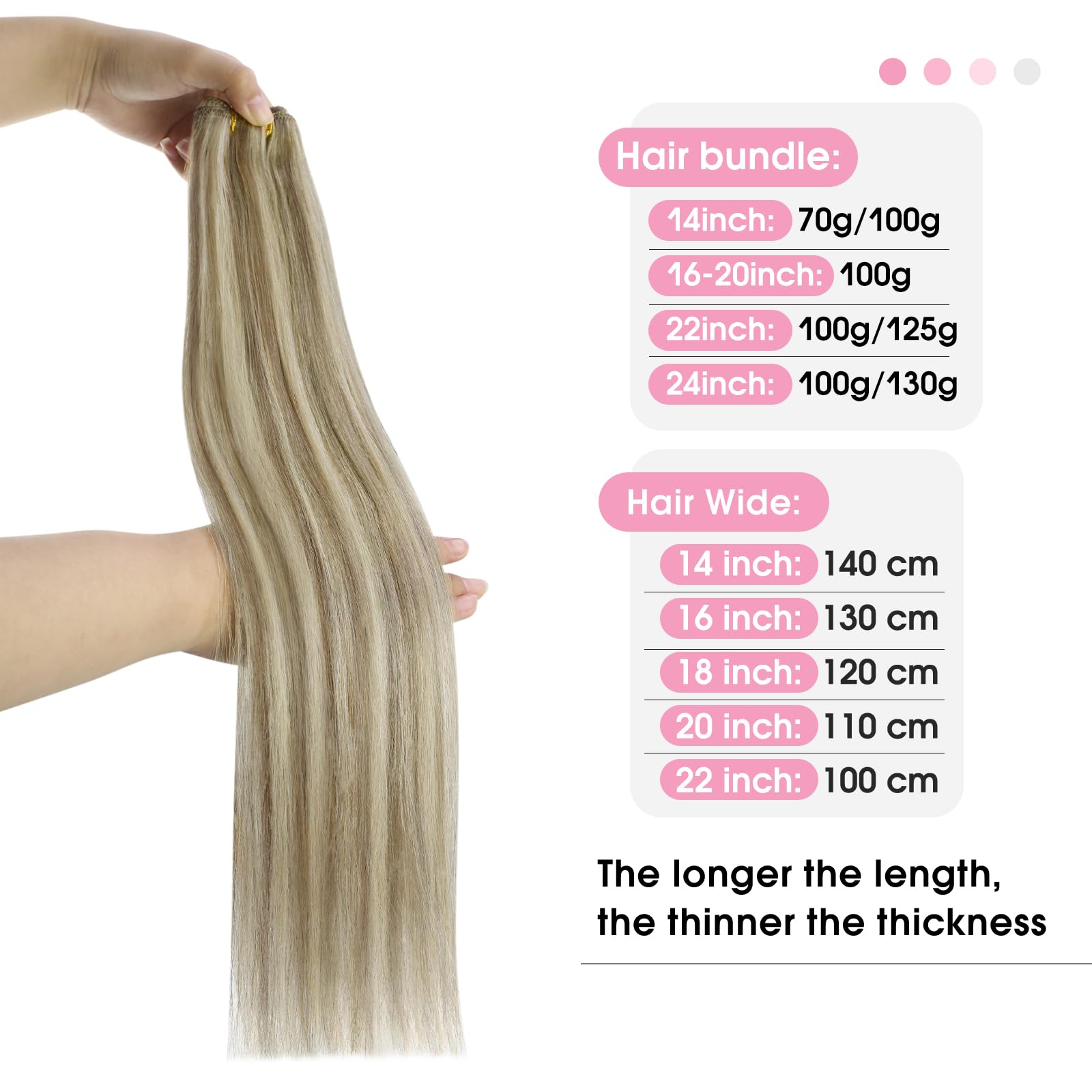 YoungSee Weft Human Hair Extensions Blonde Highlight Sew in Hair Extensions Human Hair Light Brown with Blonde Highlight Sew in