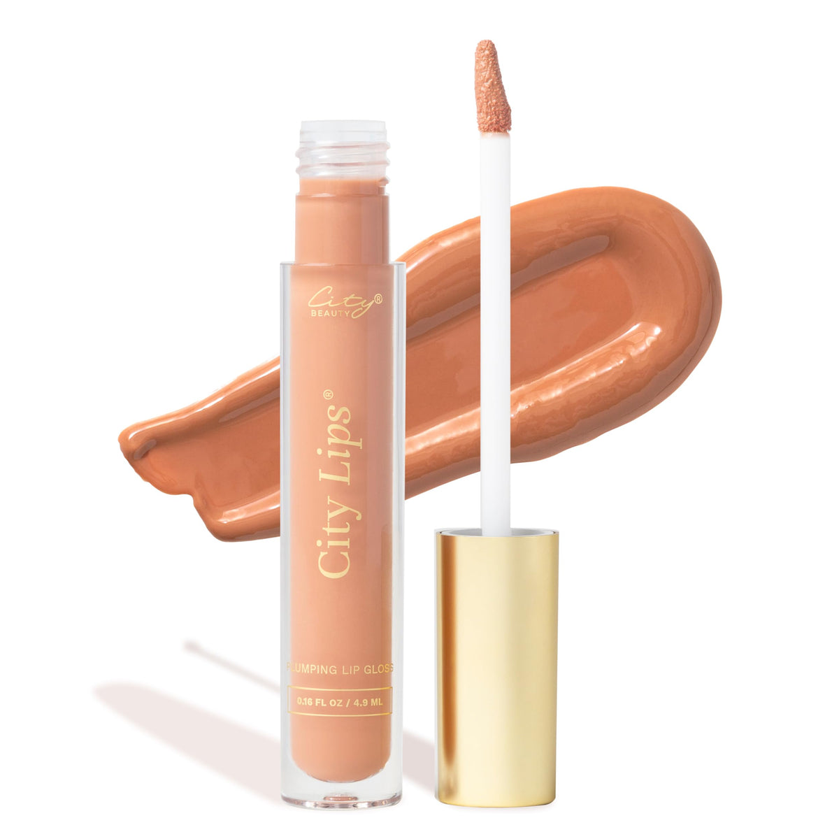 City Beauty City Lips Plumping Lip Gloss Nude - High-Shine Gloss for Fuller, Younger-Looking Lips | Hydrating & Smoothing Lip Tr