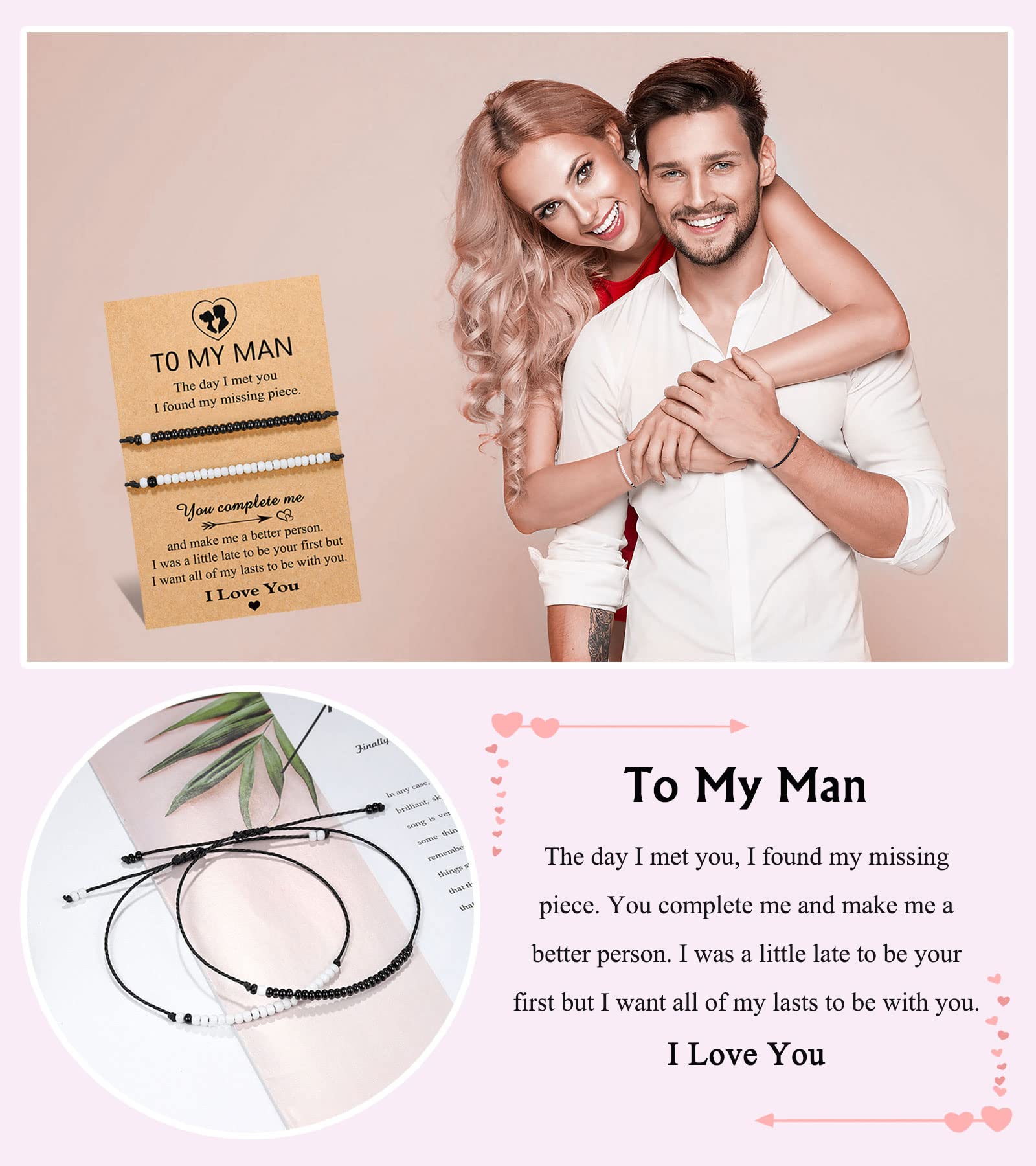 UNGENT THEM Father's Day Gifts for Husband from Wife Mens Birthday Gift Ideas Bracelet Anniversary I Love You Christmas Sweetest