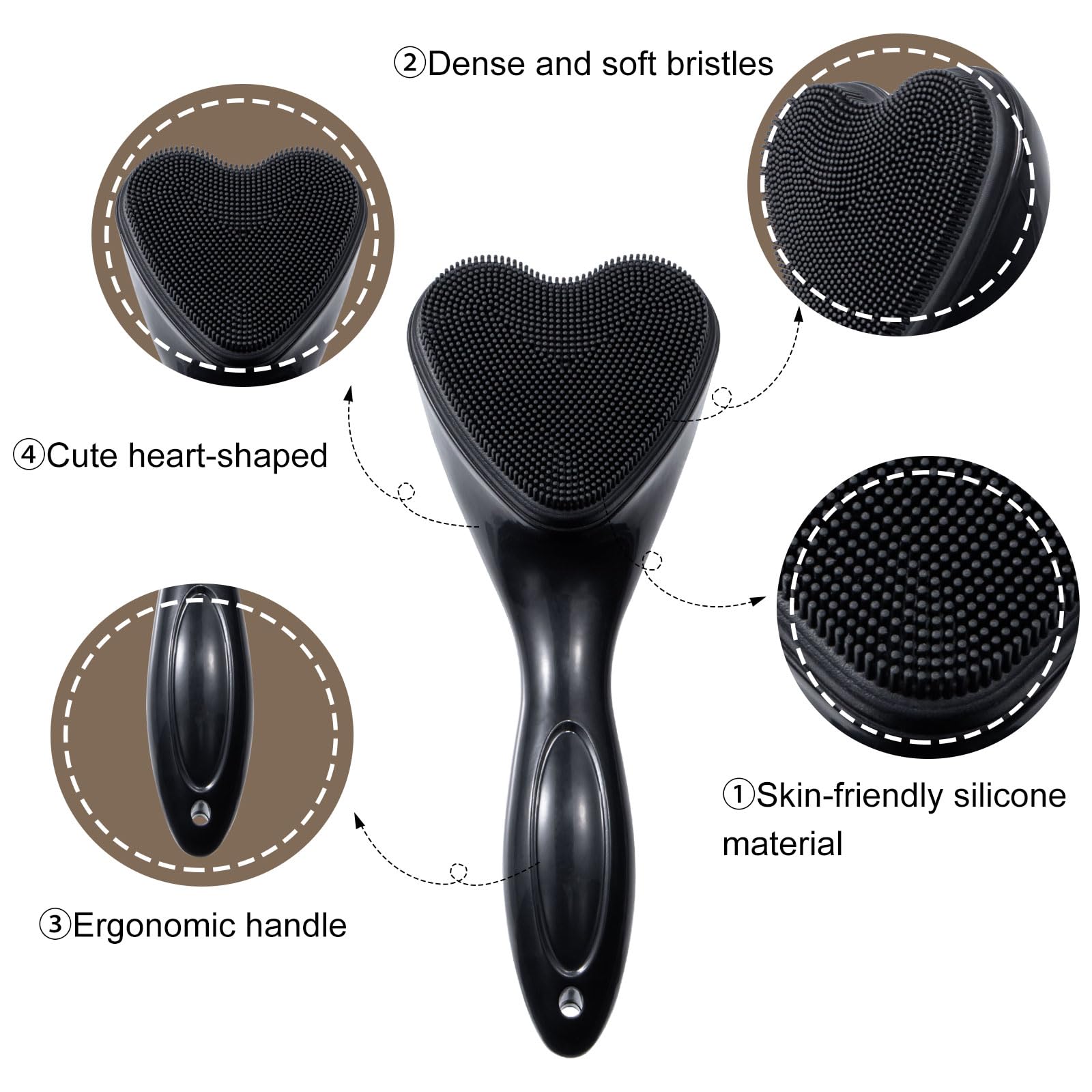 Silicone Face Scrubber Exfoliating Brush, Beomeen 2 Pack Manual Handheld Facial Cleansing Brush Blackhead Scrubber, Soft Bristle