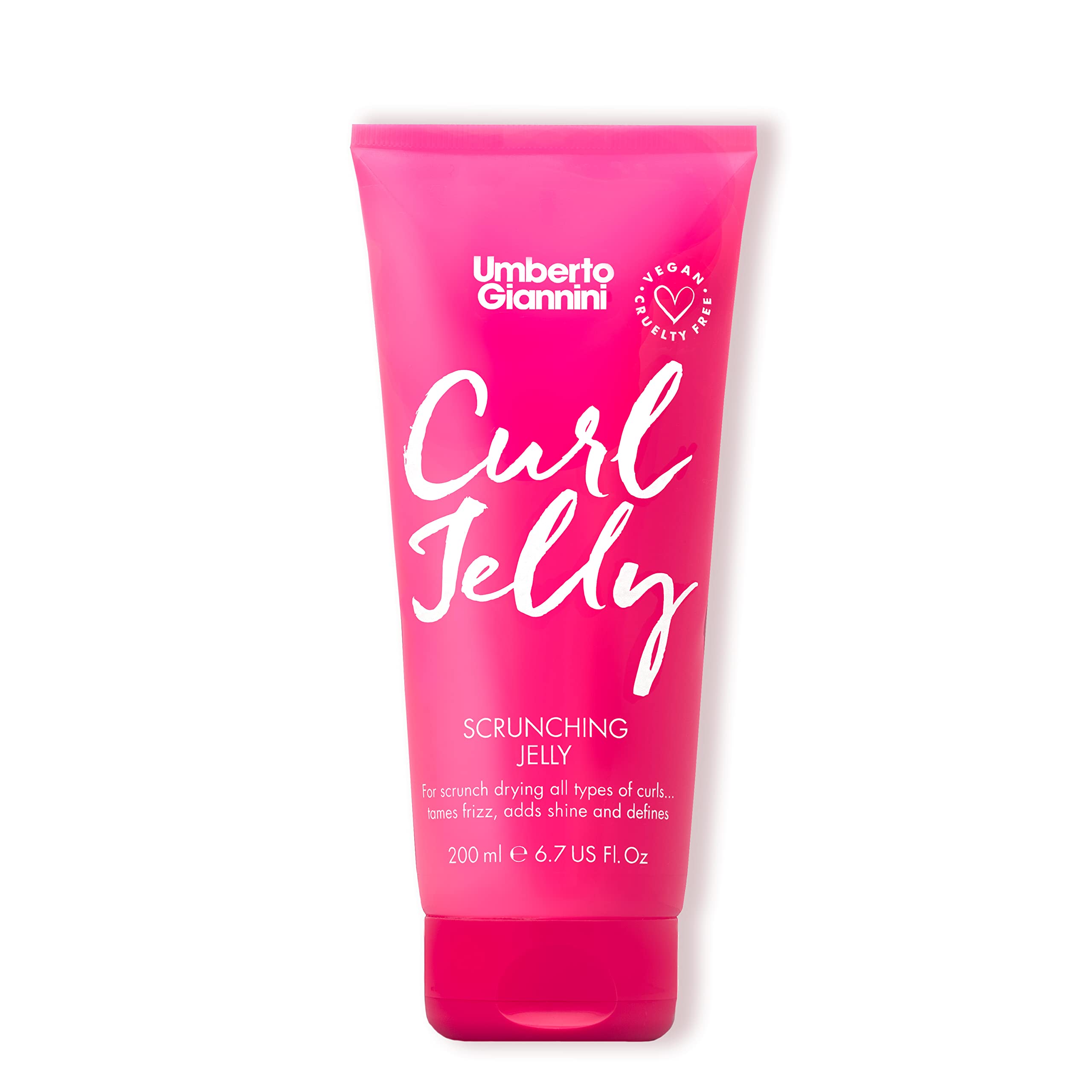 Umberto Giannini Curl Jelly - Vegan Frizz Solution Gel for Curly/Wavy Hair, 200 ml, Pink, Model U005