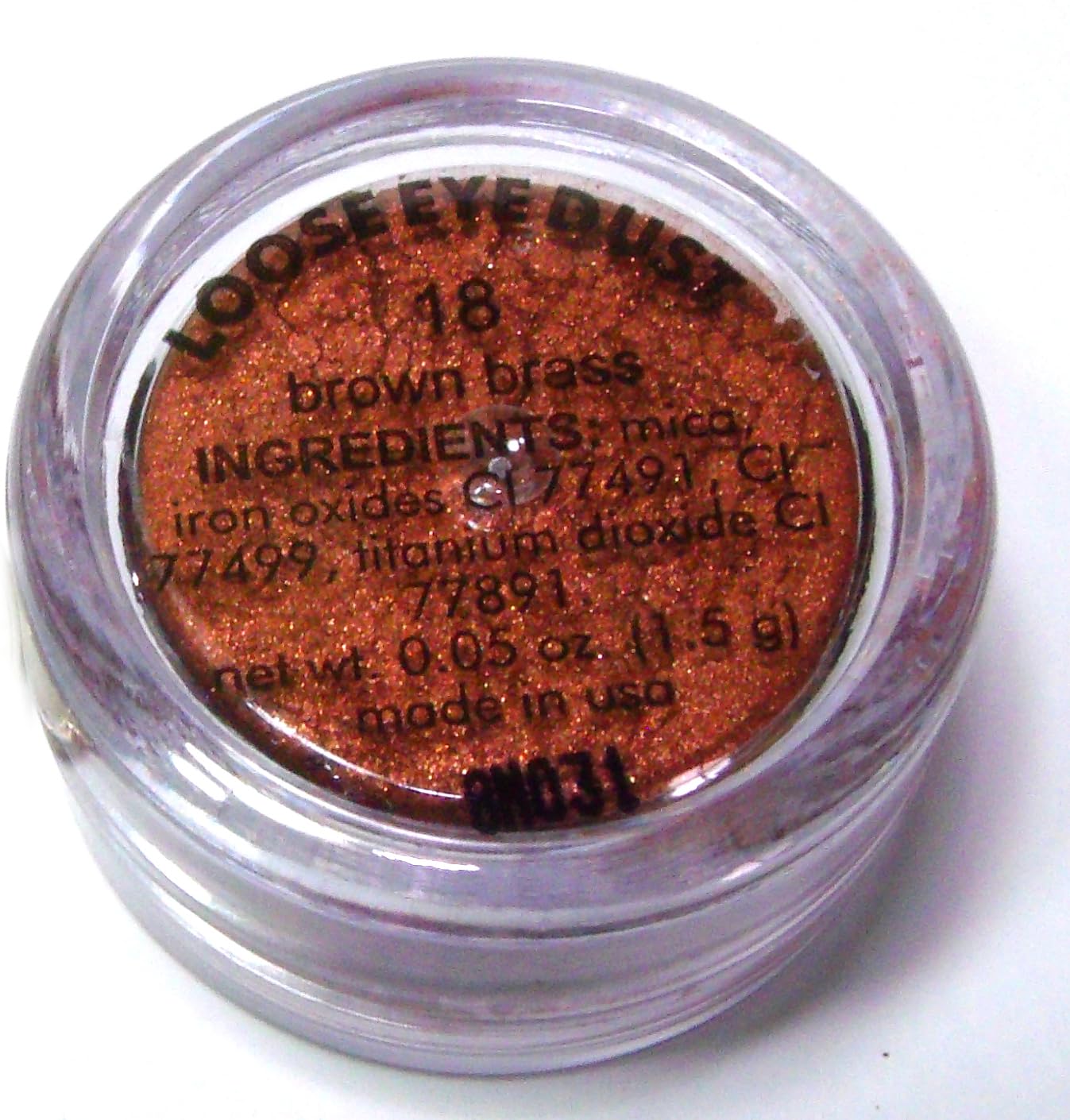Pure Ziva Beautiful Mocha Brown Brass Loose Eyeshadow Powder Pigment, Single Glitter Mineral Dust Jar Pot; Talc, Paraben & Cruel