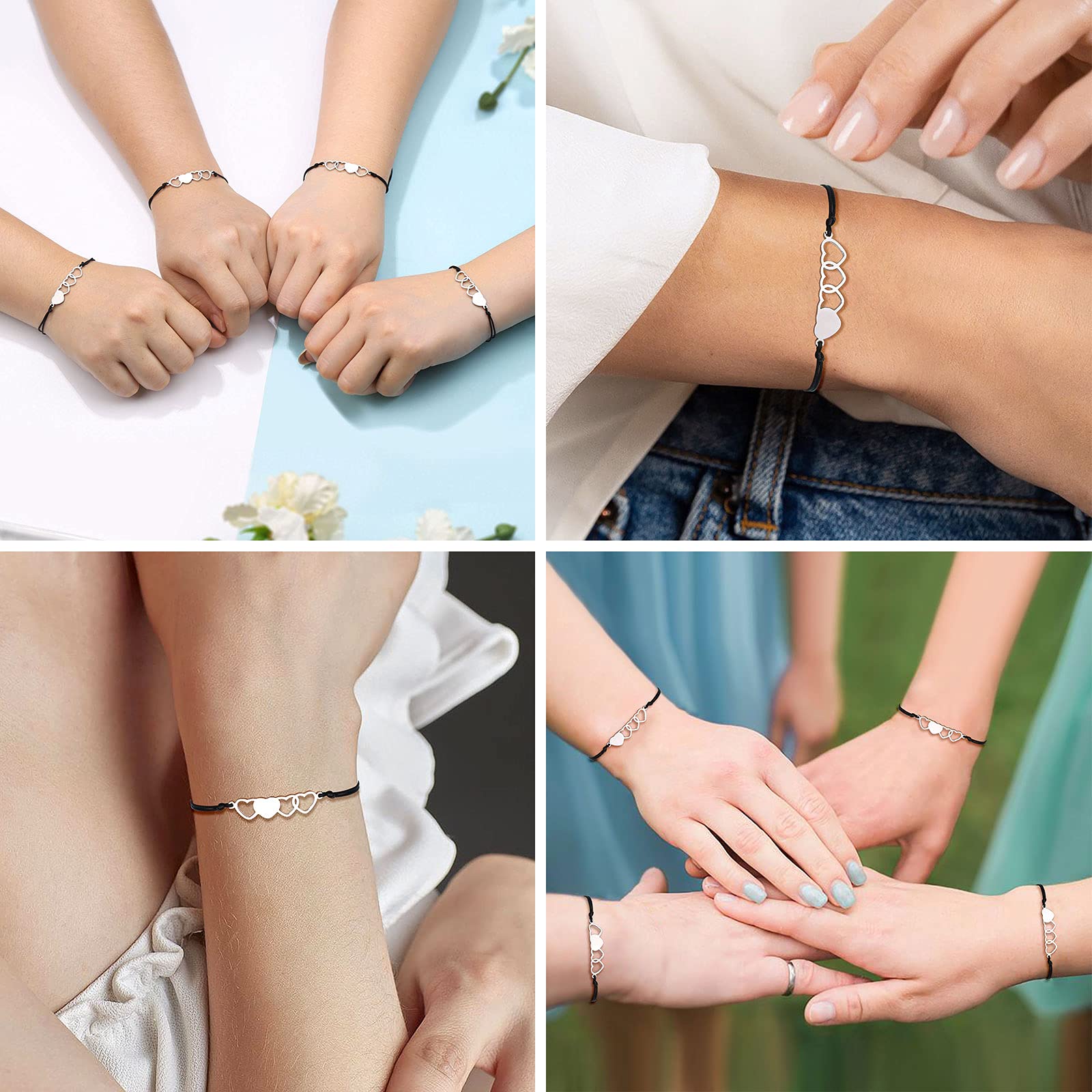 UNGENT THEM 4 Sisters Gifts from Sister Jewelry Birthday Christmas Matching Heart Best Friend Friendship Distance Bracelets