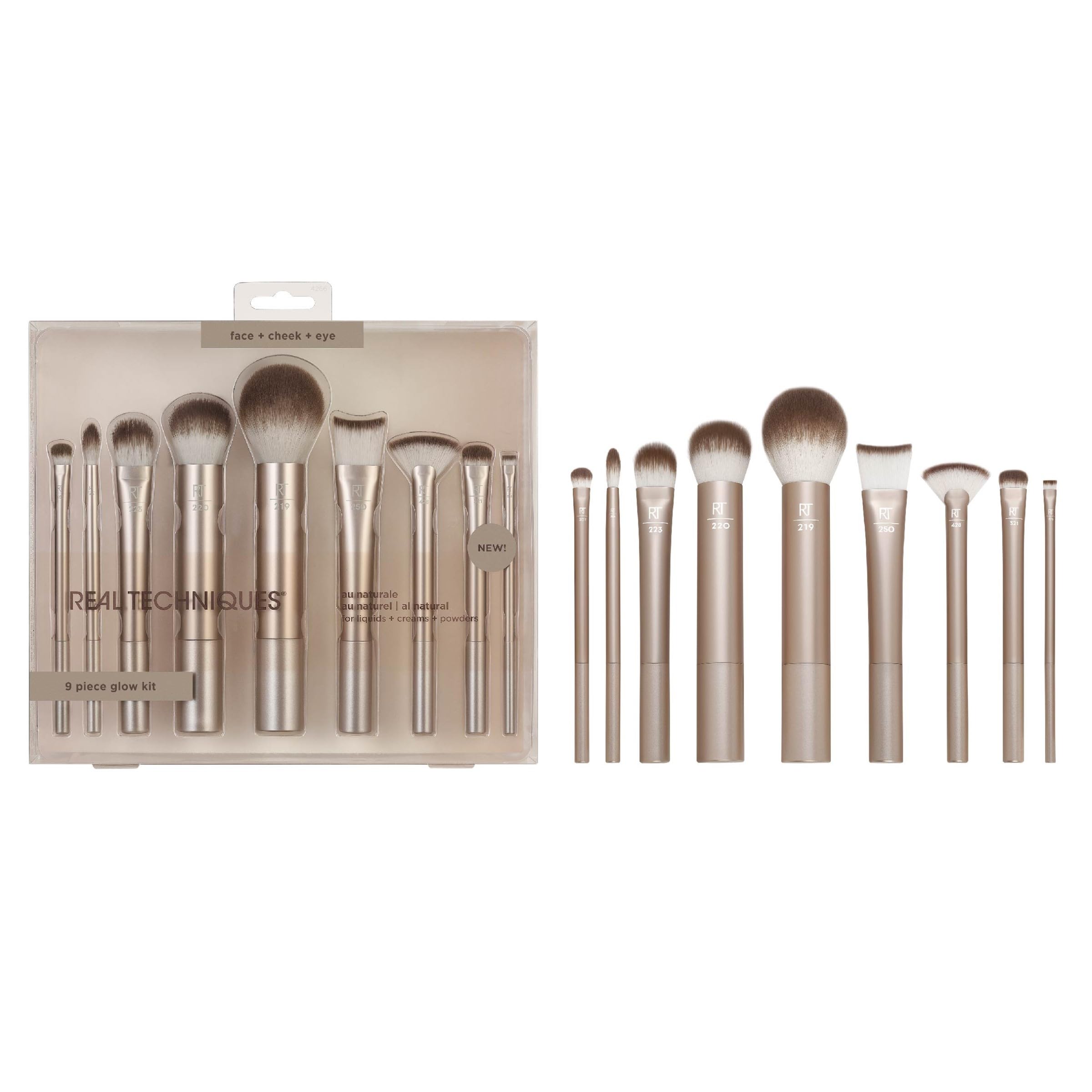 Real Techniques Au Naturale Makeup Brush Kit, For Liquid, Cream, & Powder Foundation, Eyeshadow, Blush, & Contour, Premium Quali