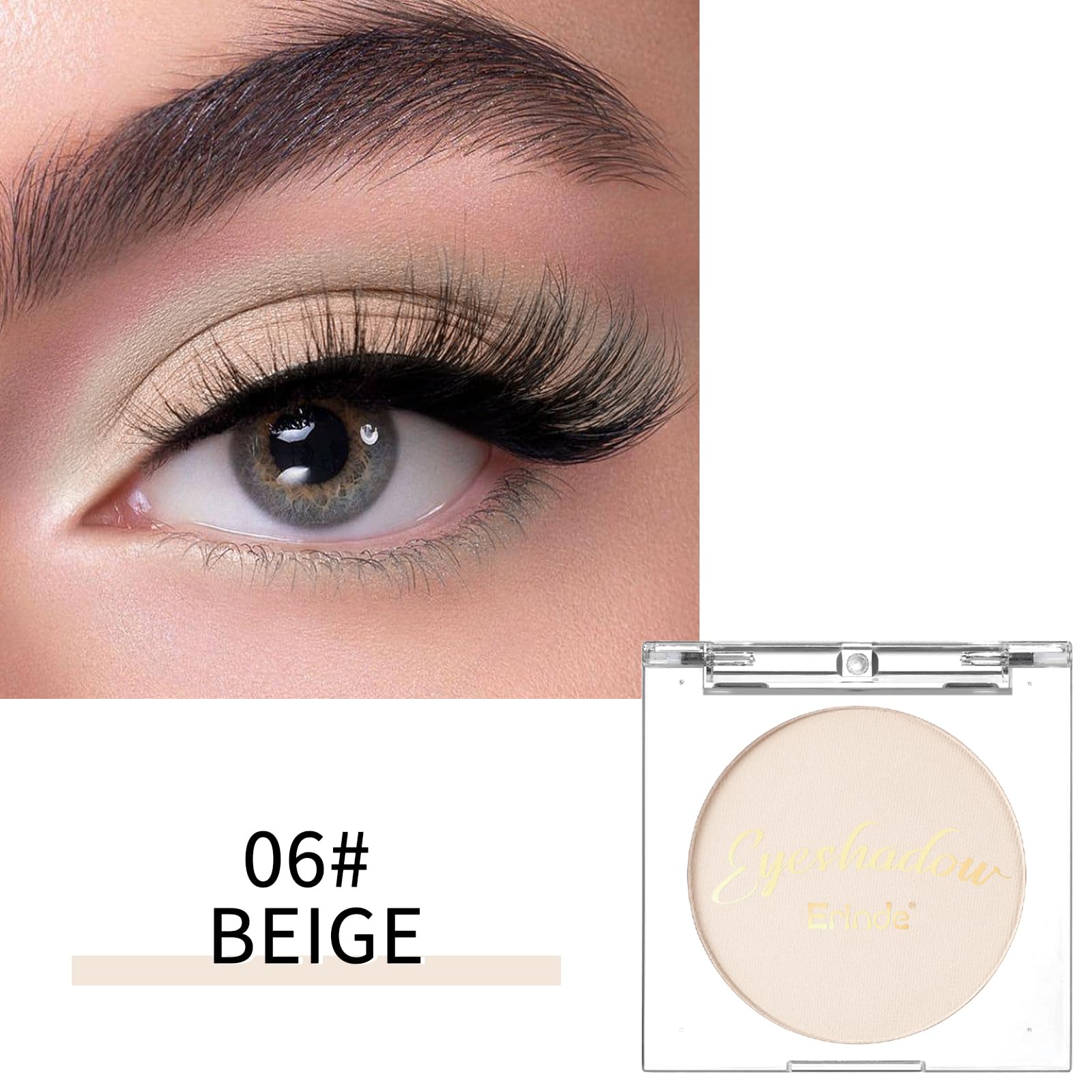 Erinde Single Beige Matte Eyeshadow Palette, Velvet Eye Shadow Compact Powder Primer Base Makeup, Neutral Nudes Naked Matte Pres