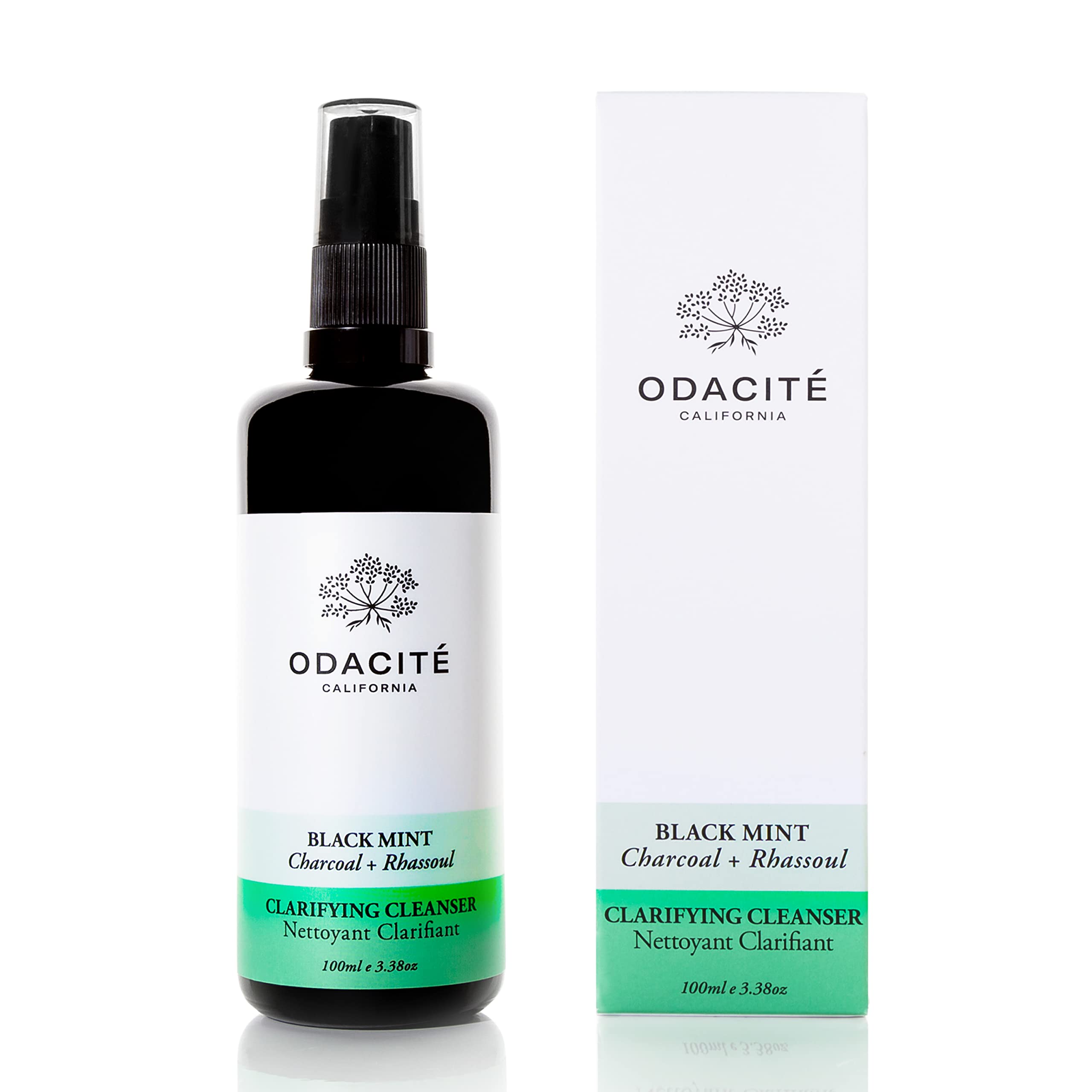 Odacit   Facial Cleanser with Foam - Black Mint Activated Charcoal & Rhassoul Clay Glow Recipe - Facial Moisturizer with Deep Cl