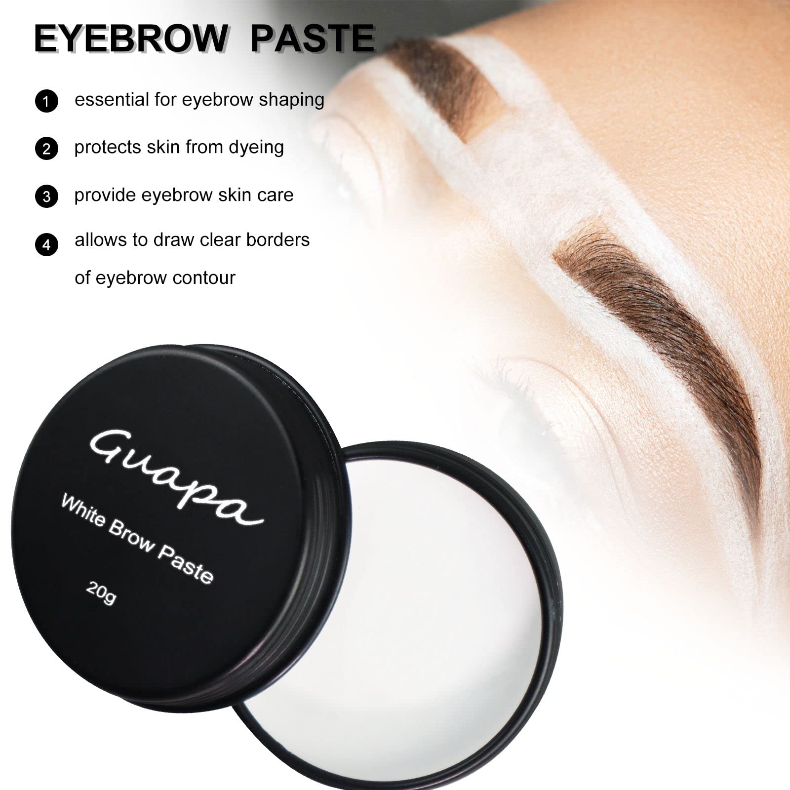 20 G / 0.7 Oz White Brow Contour Paste Eyebrow Mapping Paste Eyebrow Tinting Tool For Micropigmentation (1 Box Black Box)