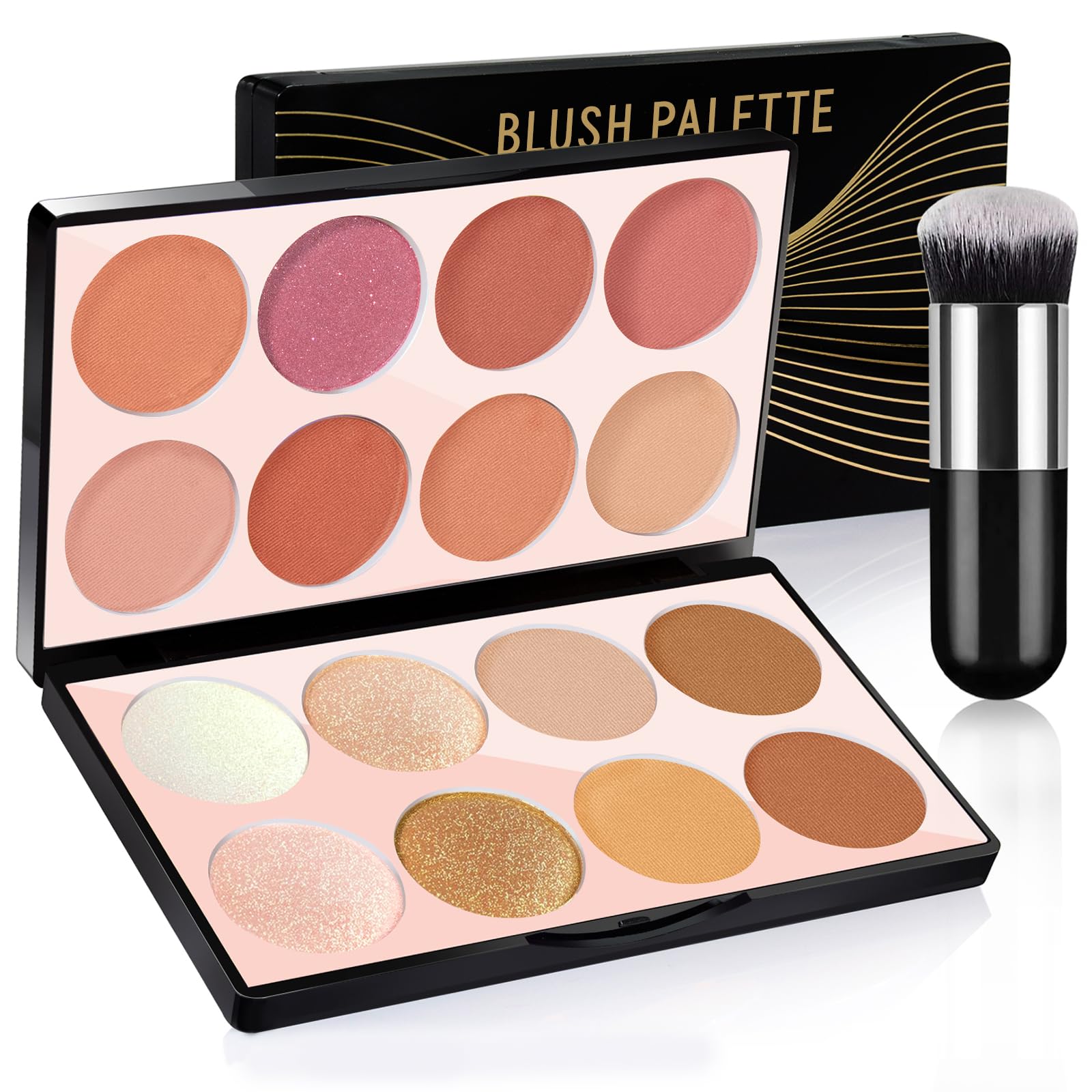 Hosaily 16 Colors Blush Contour Highlighter Makeup Palette, All-In-One Shimmer Silky Matte Mineral Blush Powder Palette, Face Sc