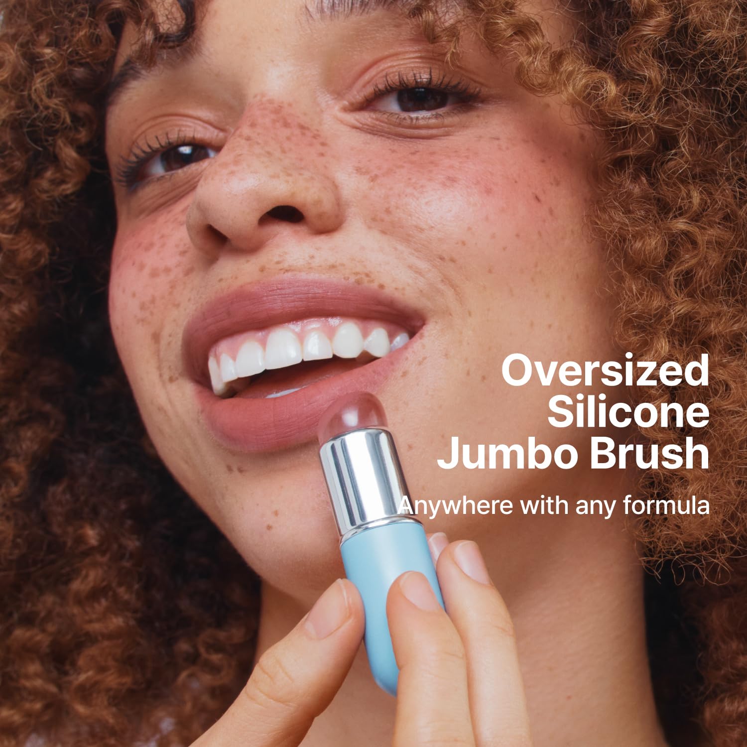 fwee Silicone Jumbo Makeup Brush | Multi-Use Applicator with Soft Silicone Tip & Portable Cap | Travel Makeup Brush with Lid for