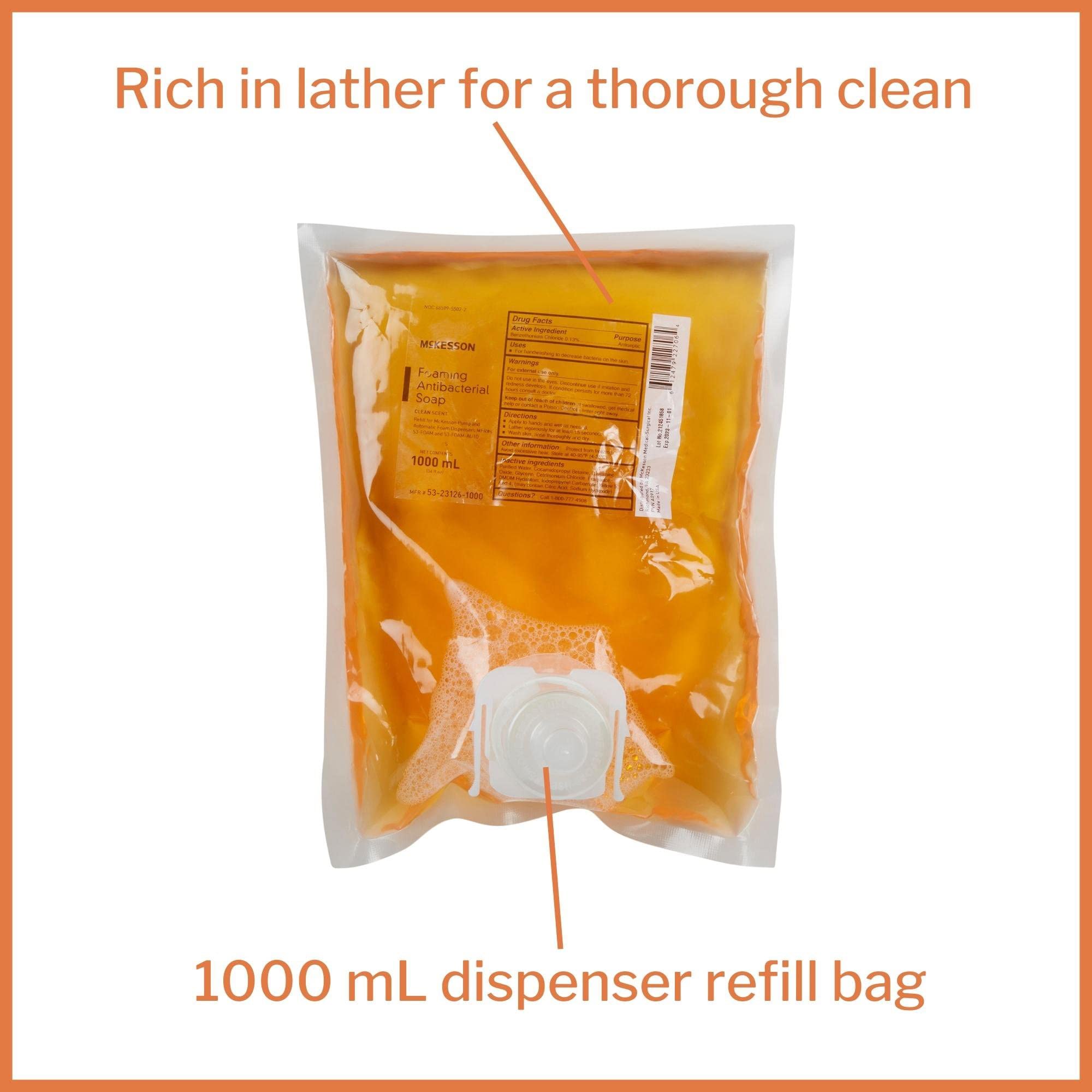 McKesson Foaming Hand Soap Refill, 1000 mL [Pack of 1] Foaming Dispenser Refill, Clean Scent