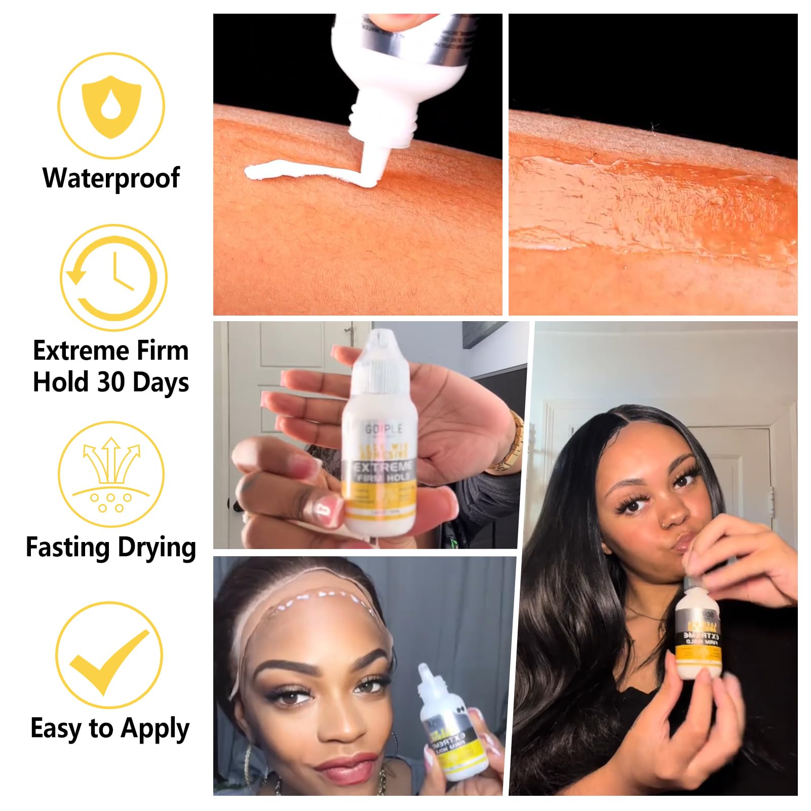 Wig Glue 1.28Oz, Waterproof Lace Front Wig Glue For Wigs With Tools And Hair Wax Stick (Wig Glue/Wig Glue Remover/Hair Wax Stick