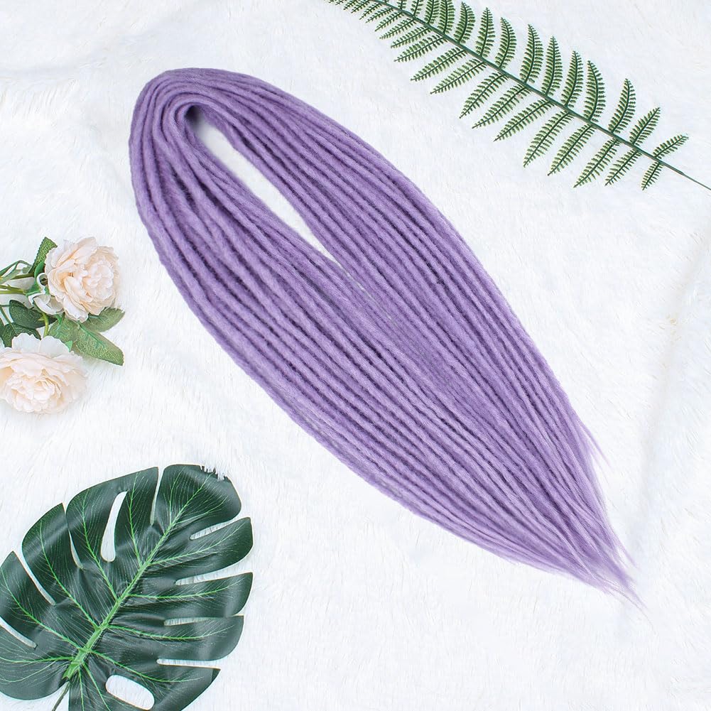 18 Inch Lavender Purple Double Ended Dreadlock Extensions, 20 Strands Handmade Synthetic DE Dreads Extensions, Thin 0.6cm Width