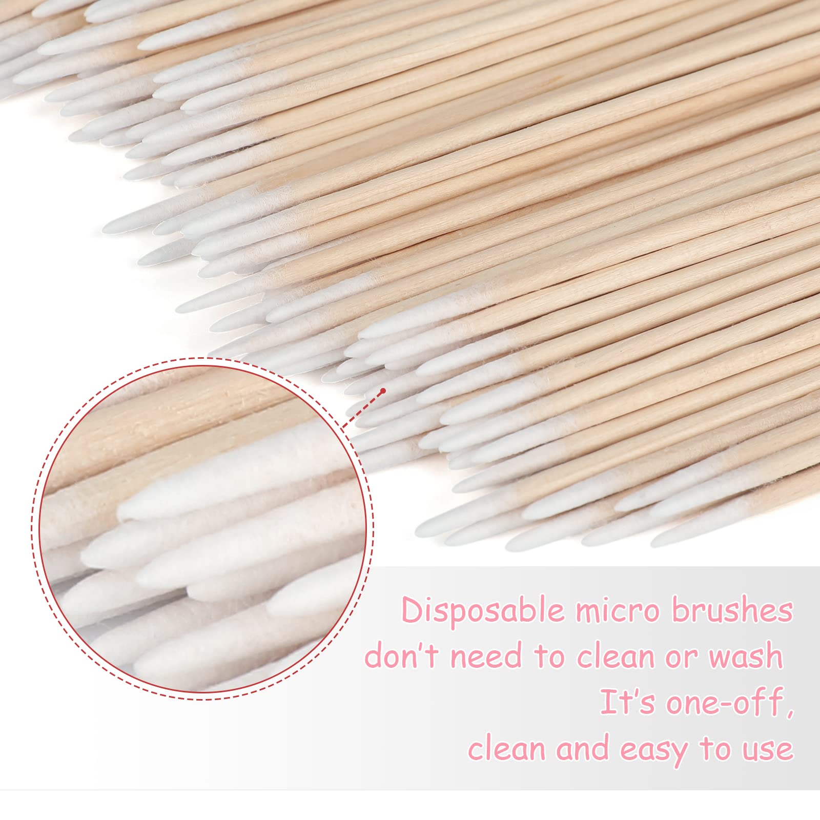 G2Plus 500Pcs Cotton Swabs, Wood Disposable Micro Applicators Brush For Makeup And Personal Care Cosmetic Brush, Micro Swabs For