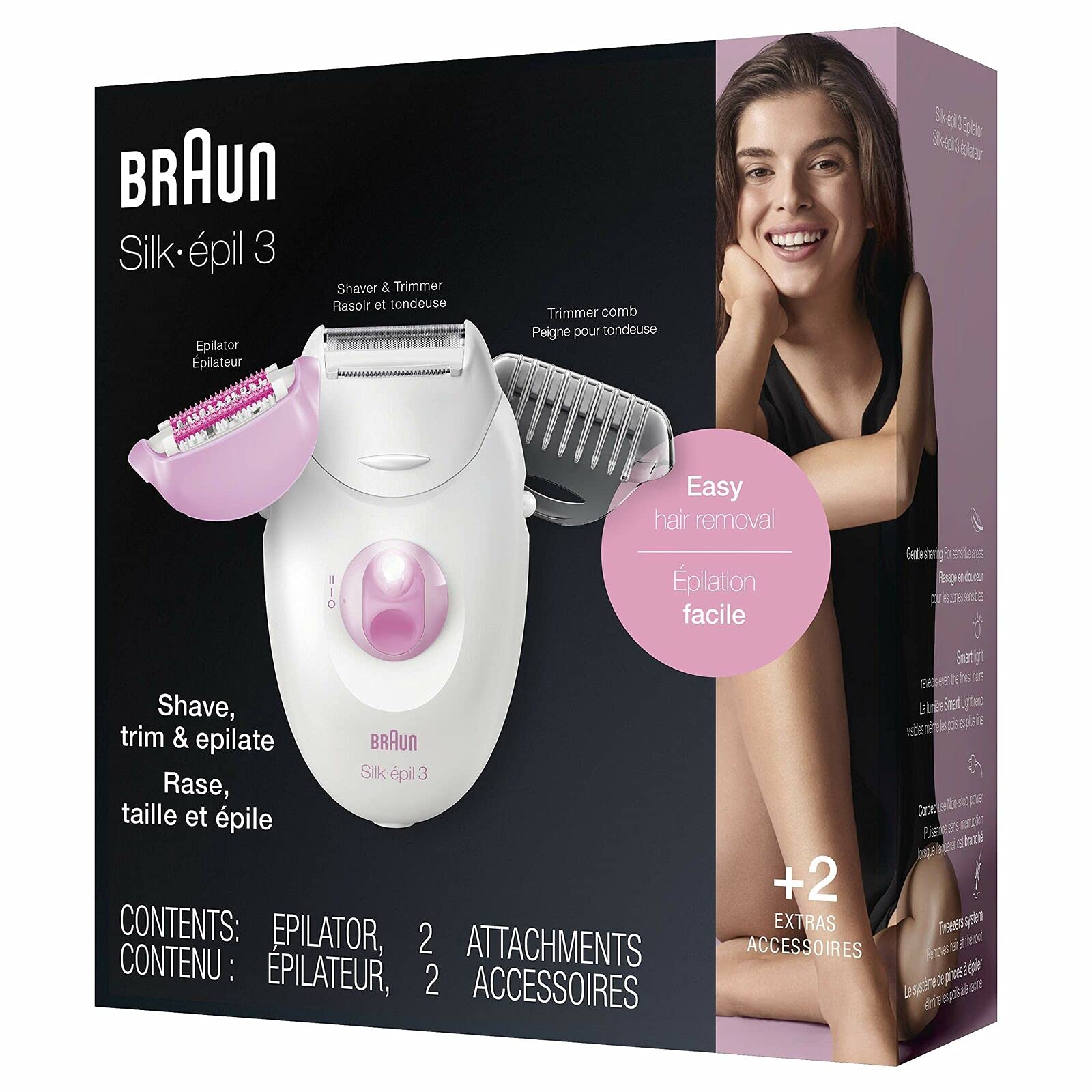 Braun Epilator Silk-Epil 3 3-270, Hair Removal Device, Epilator For Women, Shaver & Trimmer, Hair Removal