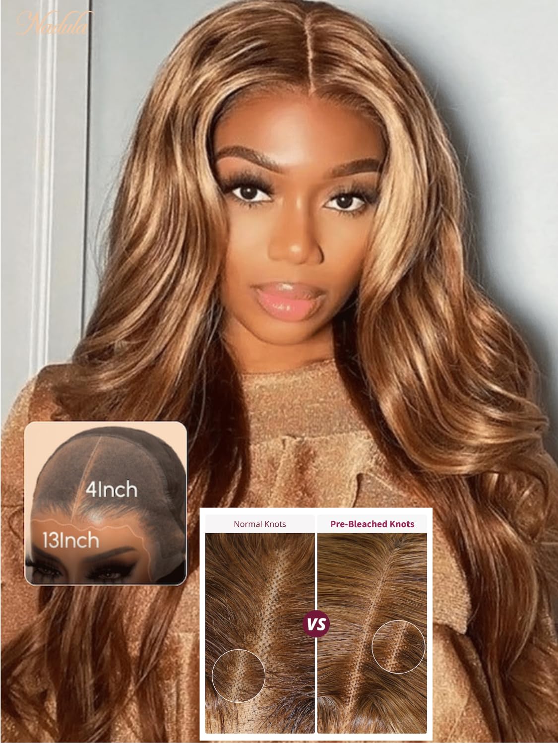 Nadula Pre Everything Glueless Honey Blonde 13X4 Hd Pre Cut Body Wave Lace Front Wig Human Hair Pre Plucked Invisible Bye Bye Kn