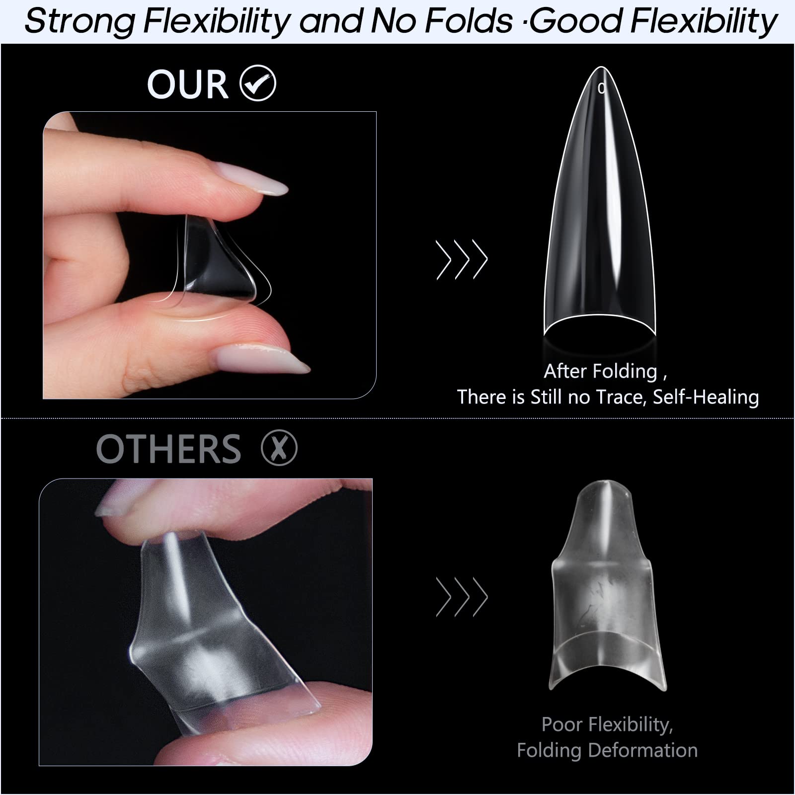 Ranrose 120Pcs Short Nail Tips,Short Soft Gel Stiletto Nail Tips Half Cover False Nail Almond Shape Point Acrylic Sharp Artifici