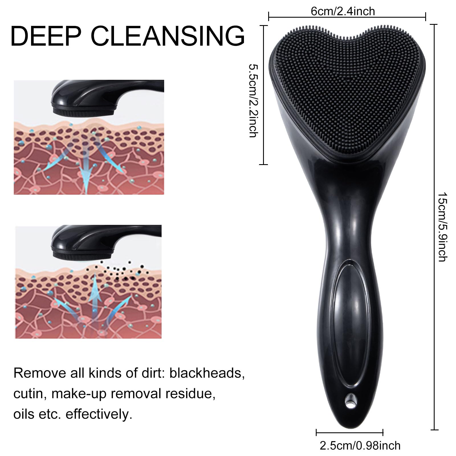 Silicone Face Scrubber Exfoliating Brush, Beomeen 2 Pack Manual Handheld Facial Cleansing Brush Blackhead Scrubber, Soft Bristle