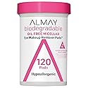 Almay Biodegradable Makeup Remover Pads, Micellar Gentle, Hypoallergenic, Fragrance-Free, Dermatologist & Ophthalmologist Tested