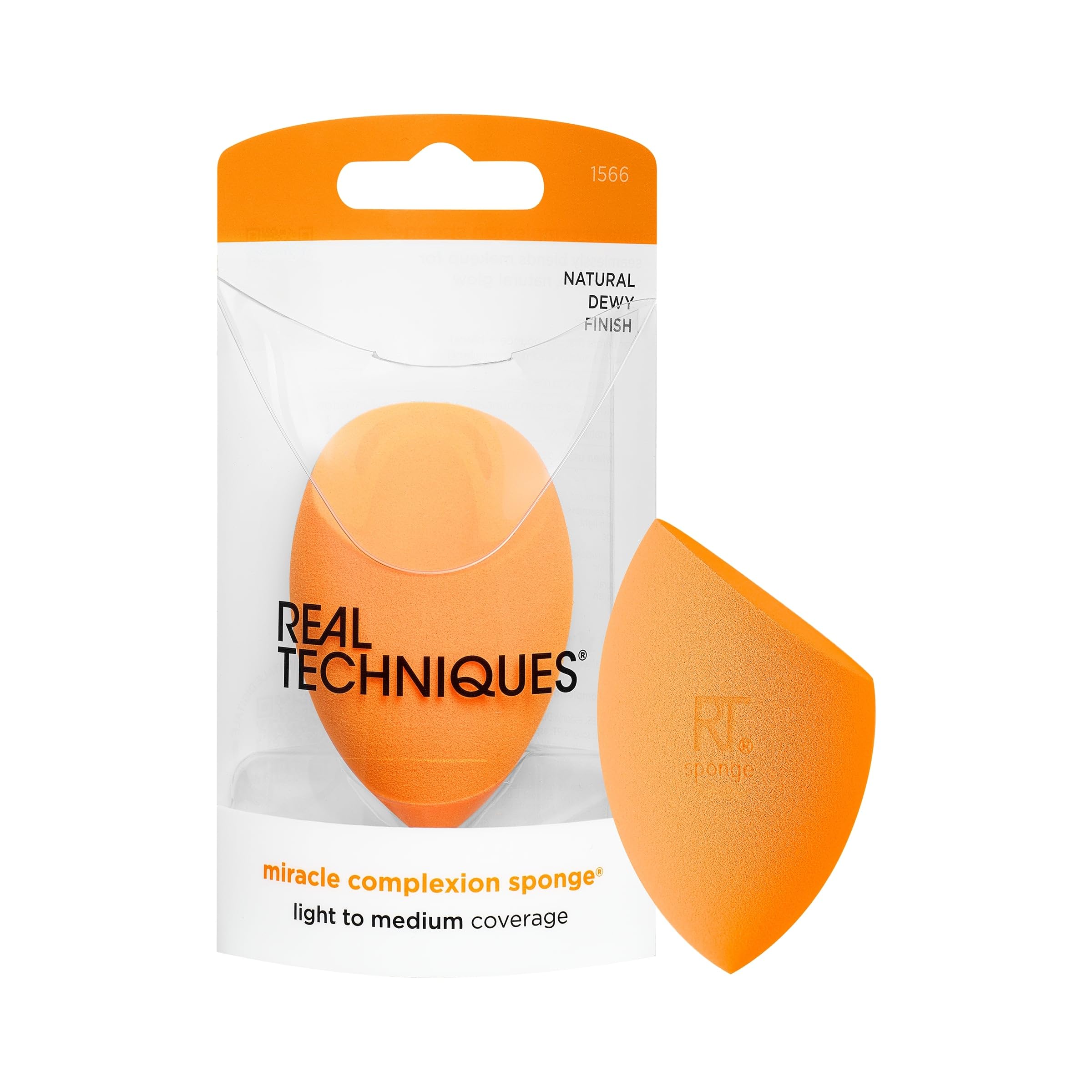 Real Techniques Miracle complexion Sponge, Makeup Blending Sponge, For Foundation, Offers Light To Medium coverage, Natural, Dew
