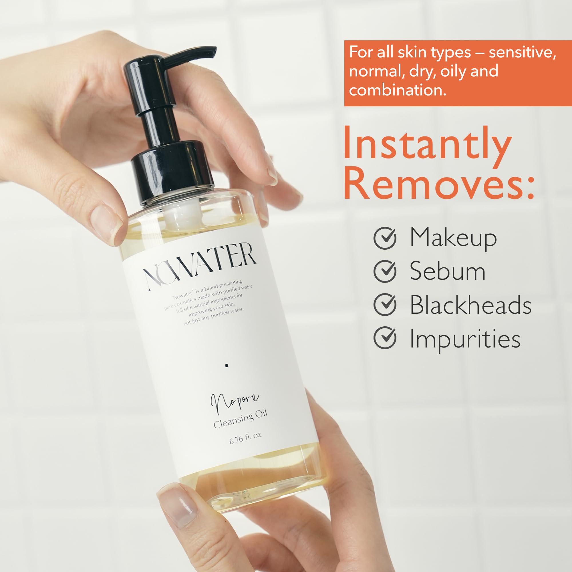 Nowater No Pore Cleansing Oil | Makeup Cleansing Oil | Pore Cleansing, Blackheads Removal | Olive Oil, Tea Tree, Squalane | Kore