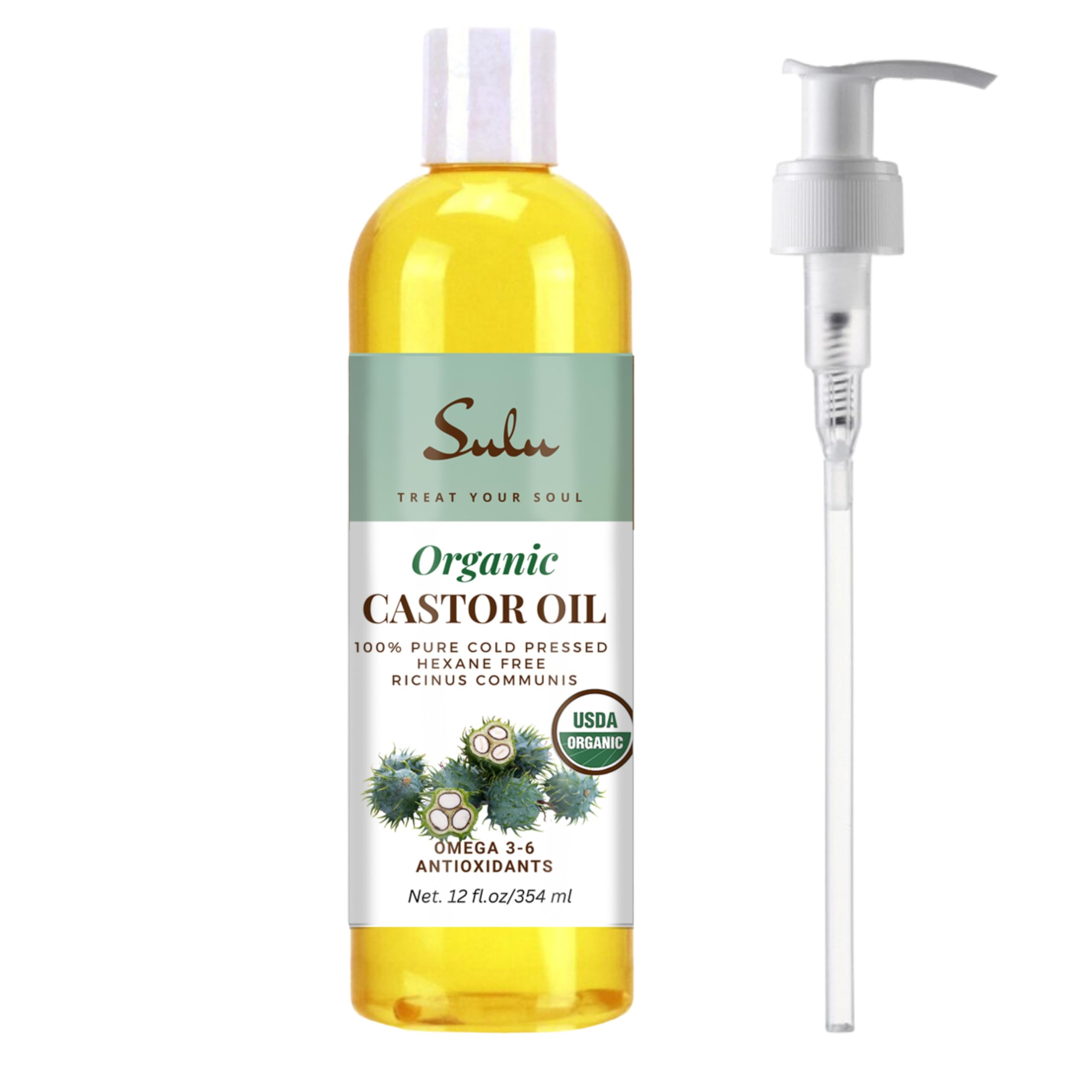 12 Ounces 100% Cold Pressed Hexane Free Castor Oil USP