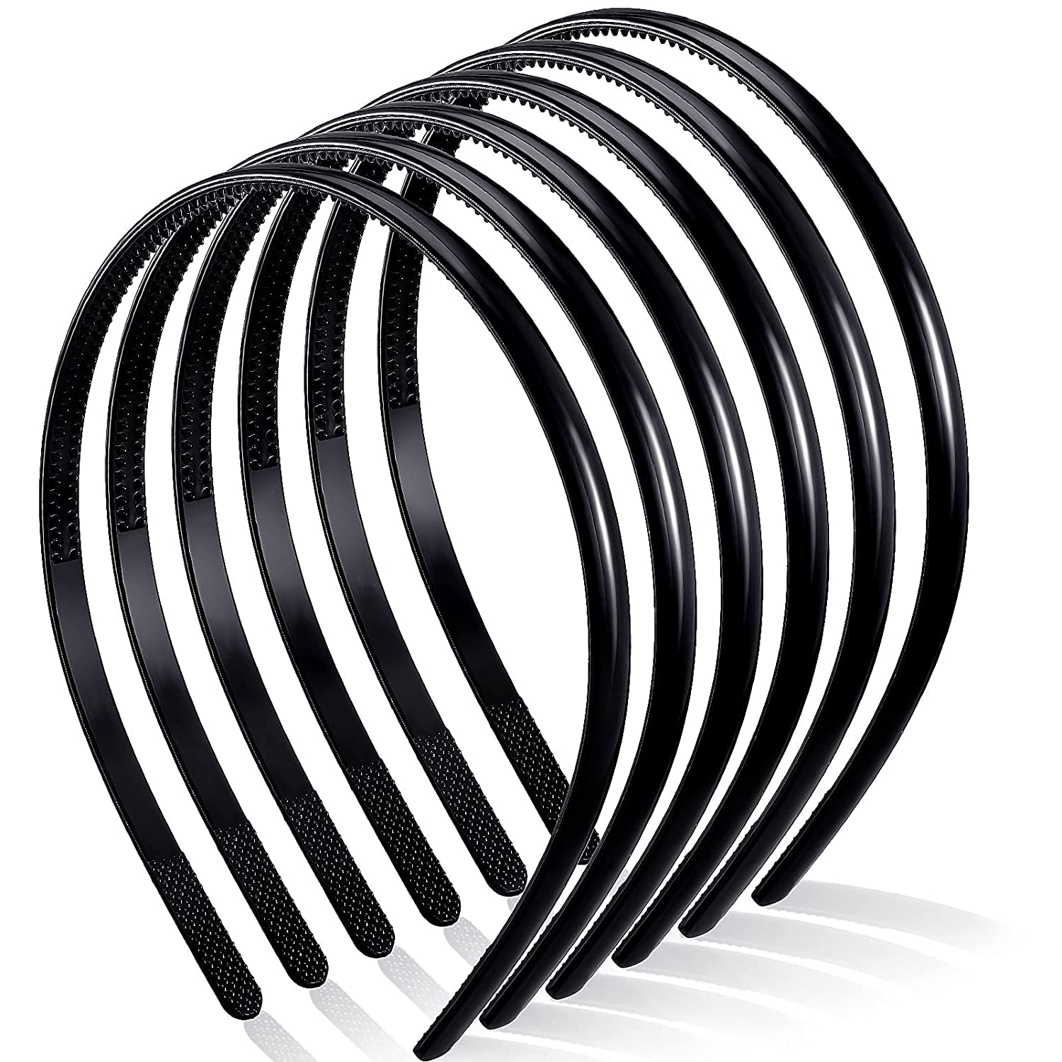 Big Box 6 Pieces Black Plastic Plain Headbands With Teeth Comb  Halloween Skinny Diy Hair Bands For Women Girls