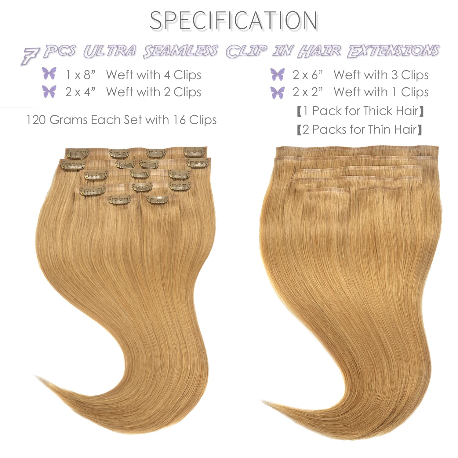 Lacer Hair Invisible Hair Extensions Clip In Human Hair Seamless Ultra Thin Pu Double Weft 100% Real Remy Human Hair Blonde Clip