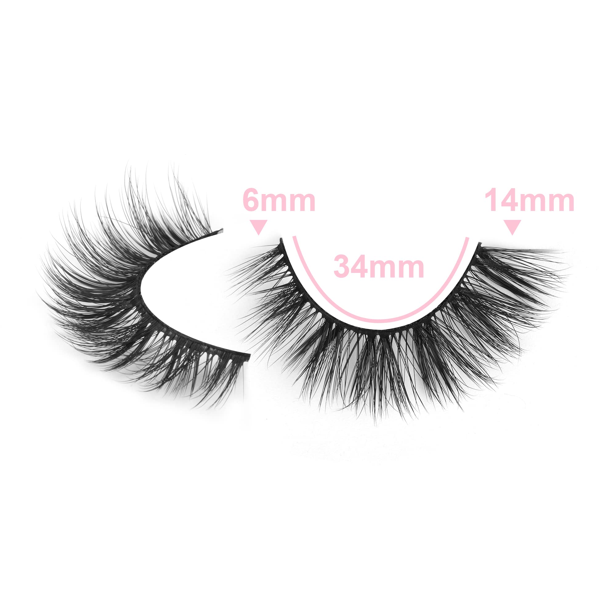 JIMIRE Wispy Faux Mink Cat Eye Lashes Fluffy Crossed Volume False Eyelashes Natural Look Handmade Premium Quality Reusable 16 Pa