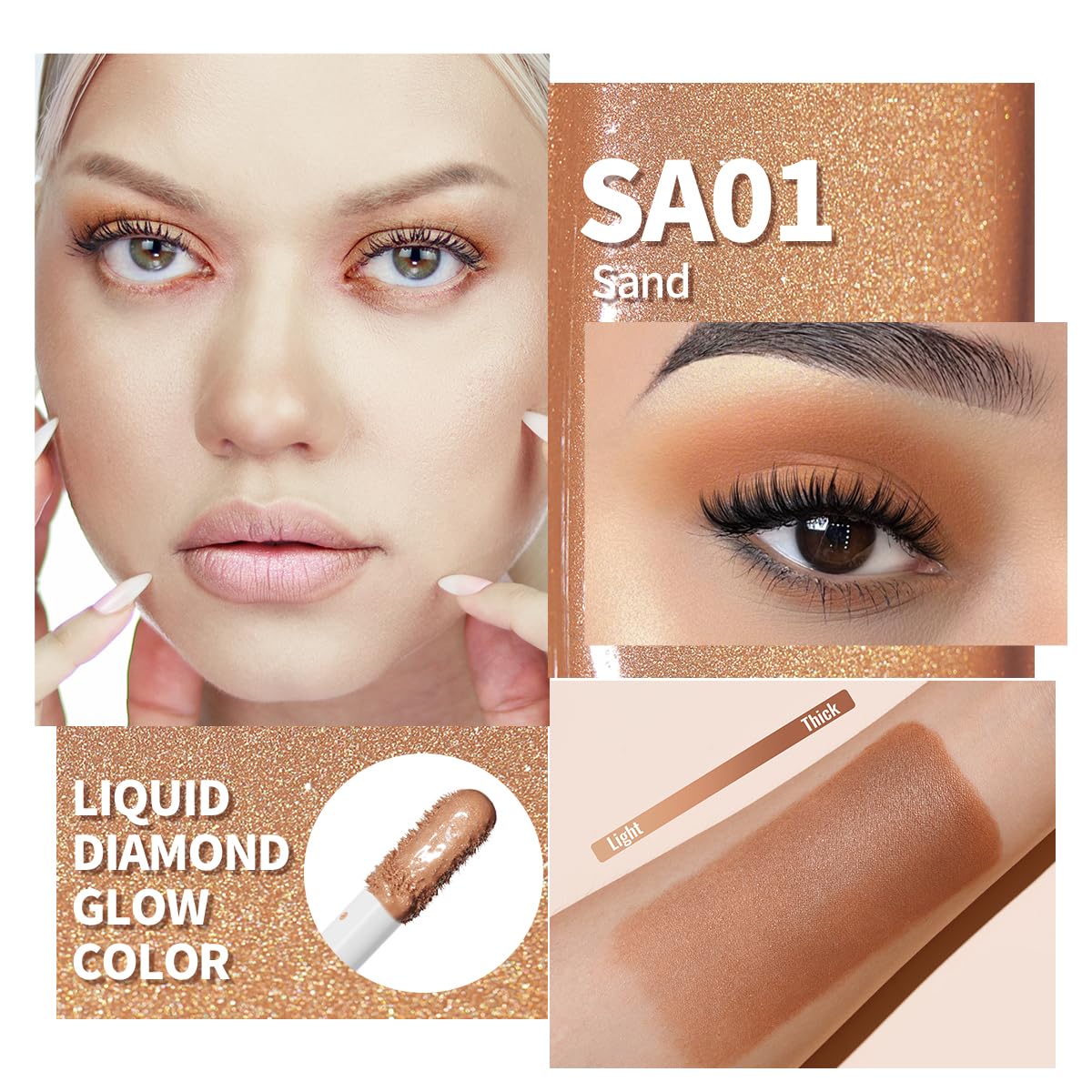 Oulac Matte Eye Shadow Matte Eyeshadow Yellow Eyeshadow Liquid Eyeshadow Base&Liquid Bronze Duo| Buildable Smooth Eye Makeup, Wr