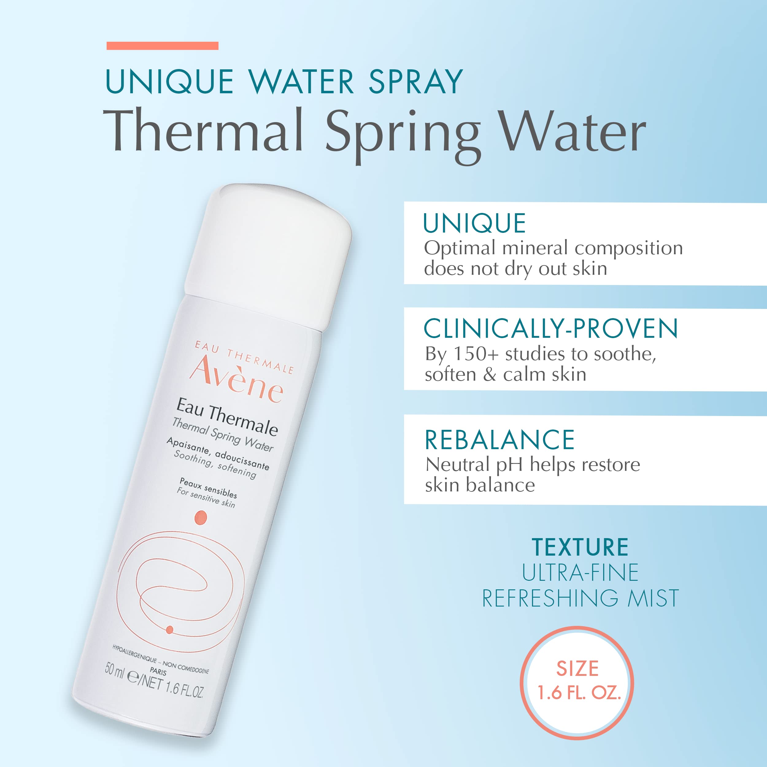 Eau Thermale Avne Thermal Spring Water, Soothing Calming Facial Mist Spray For Sensitive Skin - Travel Size - 1.6 Fl. Oz.