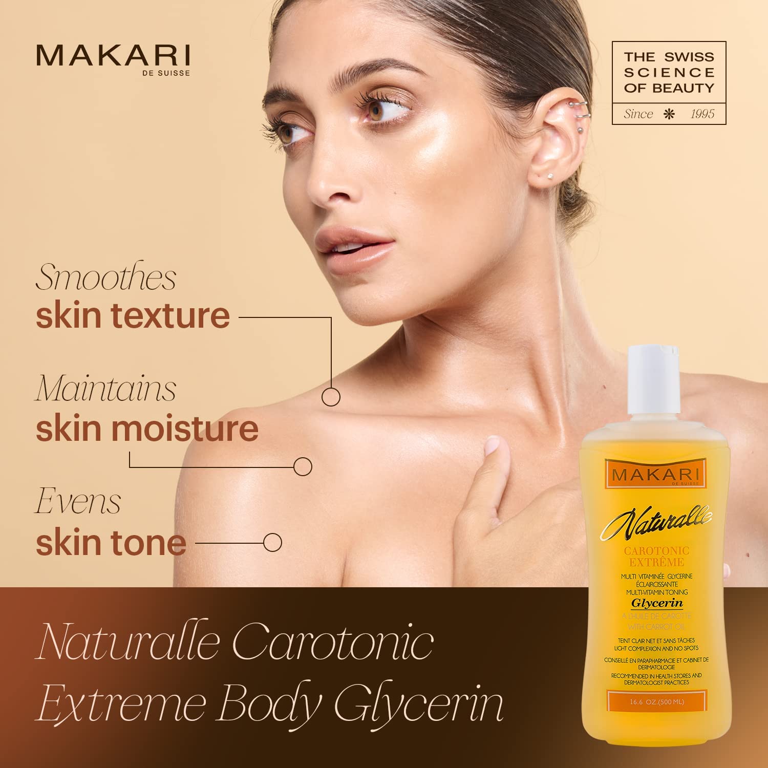 Makari Naturalle Carotonic Extreme Body Glycerin (16.6 Oz) | Helps Brighten Skin And Fade Body Scars And Marks | Glycerin Oil Fo