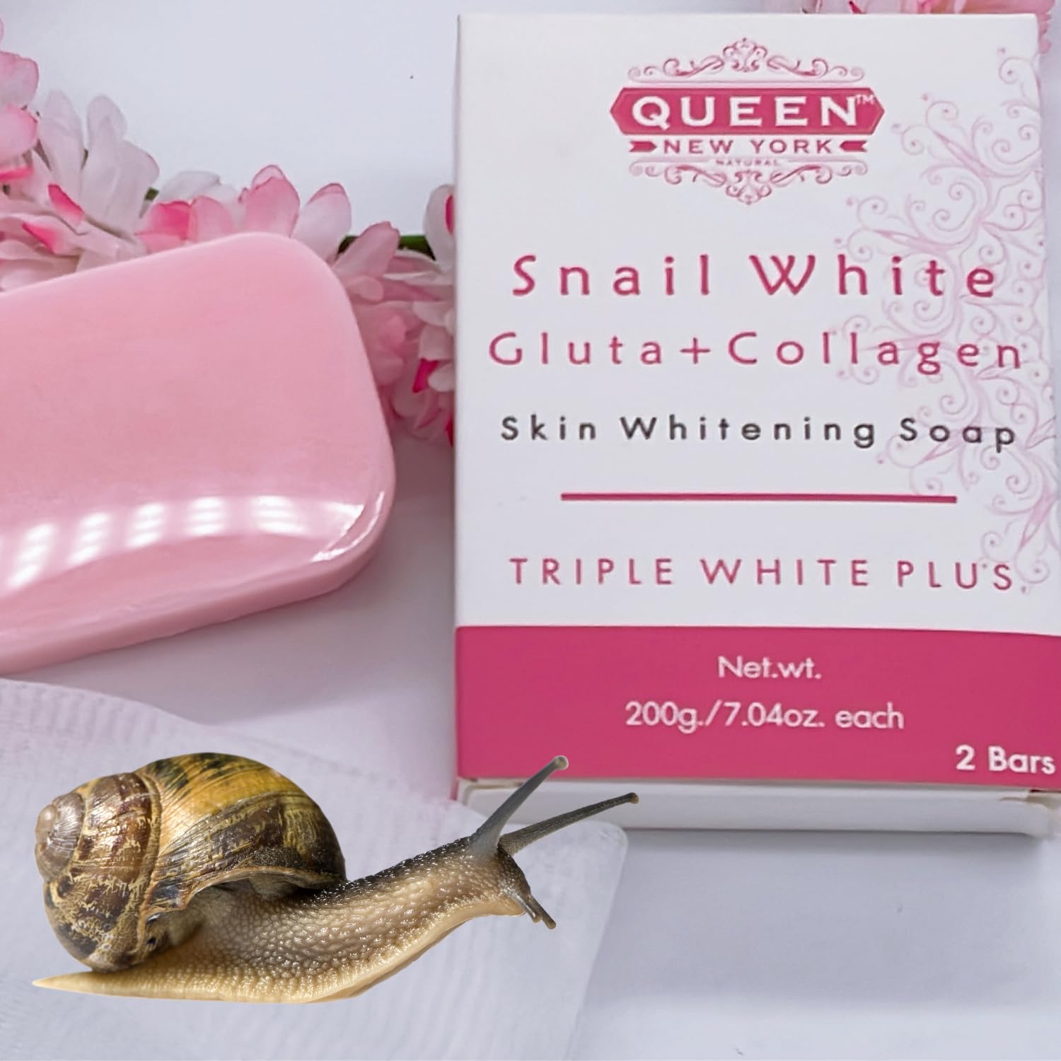 QUEEN SNAIL SECRET | Whip Soap Glutathione Collagen Skin Brightening Soap-Glowing,Radiance Skin, Dark Spots, Rejuvenate, Uneven 