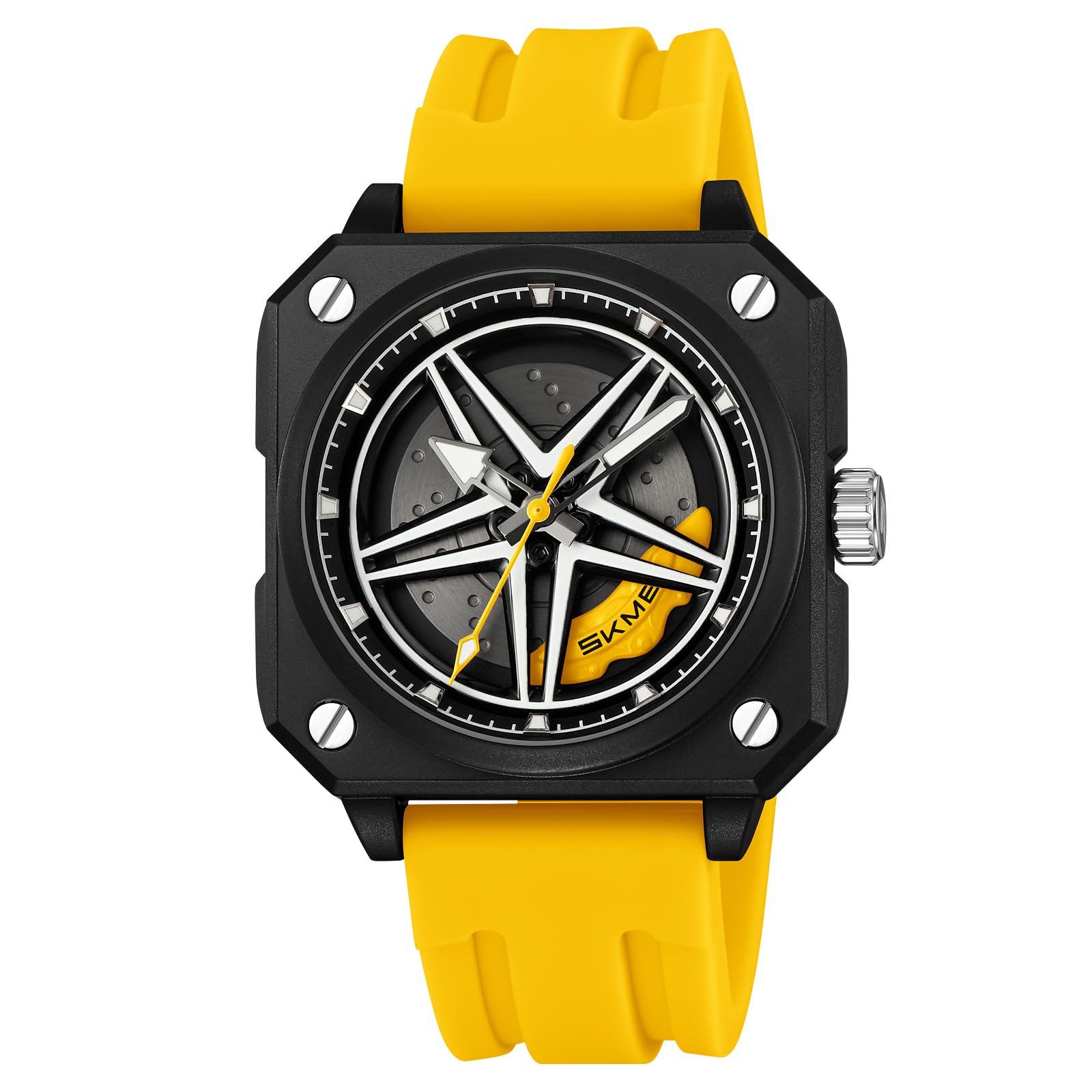Skmei MenS Quartz Sports Watch For Men Analog Display BlackYellow Dial Abs MenS Silica Gel Yellow Color Stylish Band WaterRes