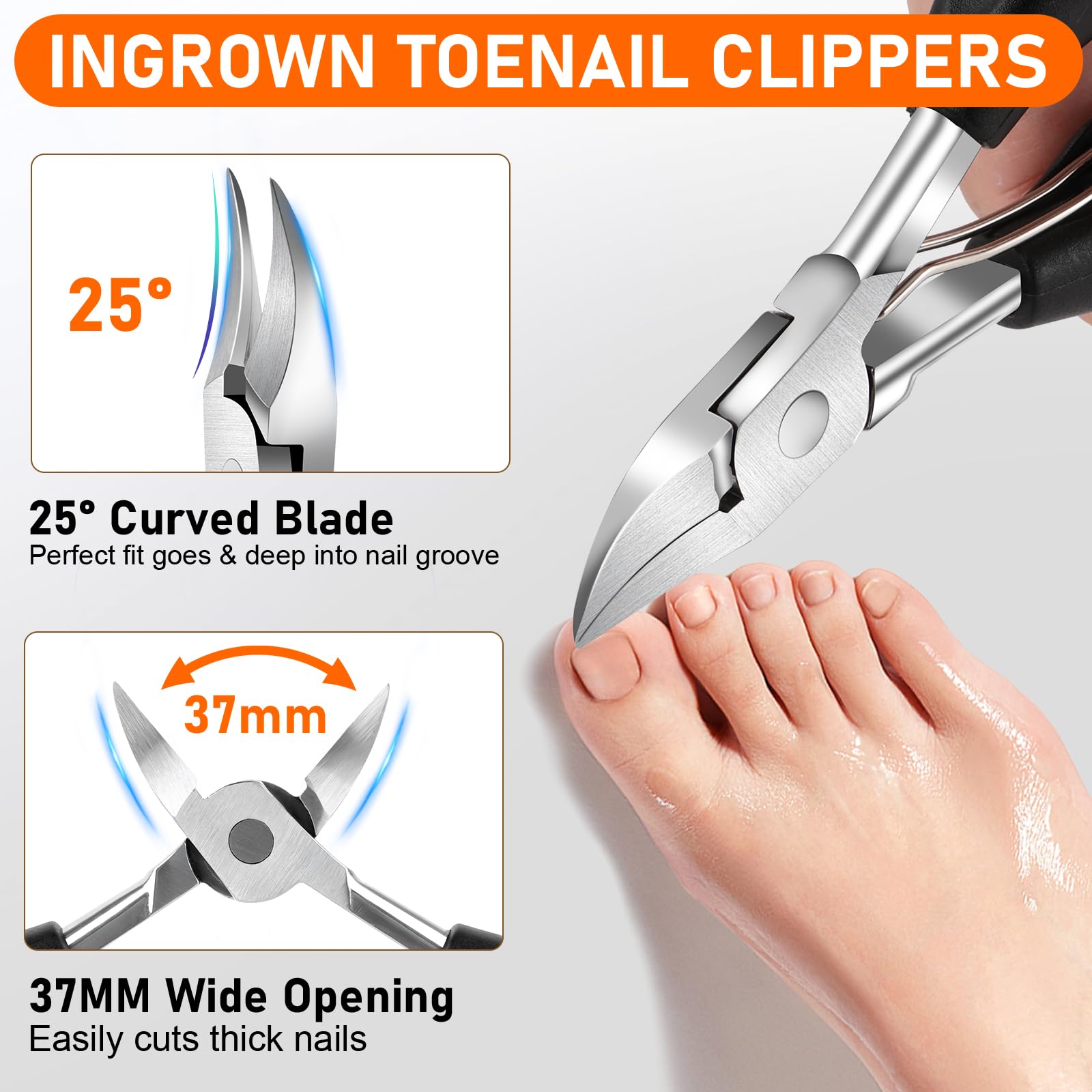 Toe Nail Clippers for Men, Toenail Clippers for Thick Nails for Seniors, German Ultra Sharp Stainless Steel Fingernail Clipper w